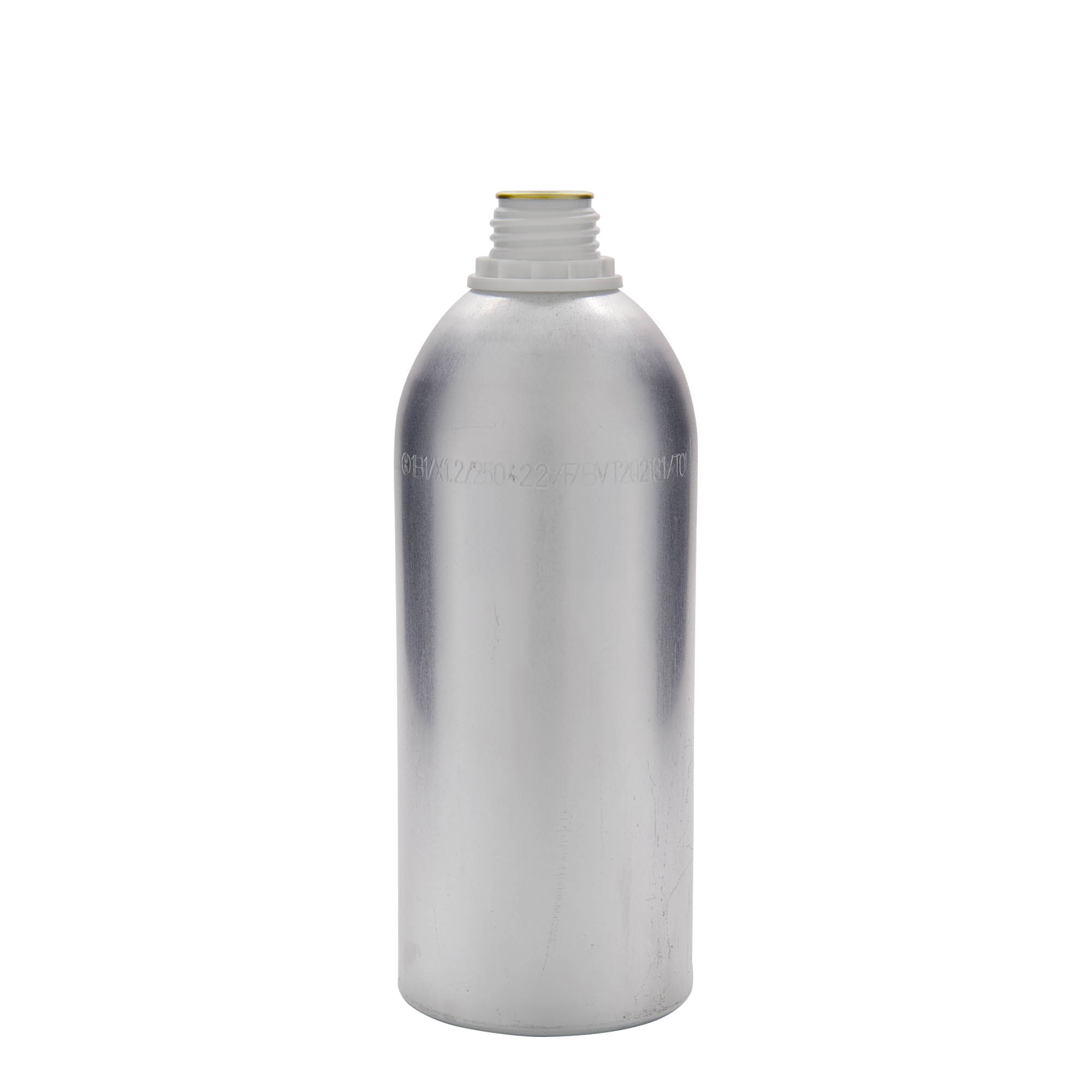 1100 ml aluminium bottle, metal, silver, opening: DIN 32