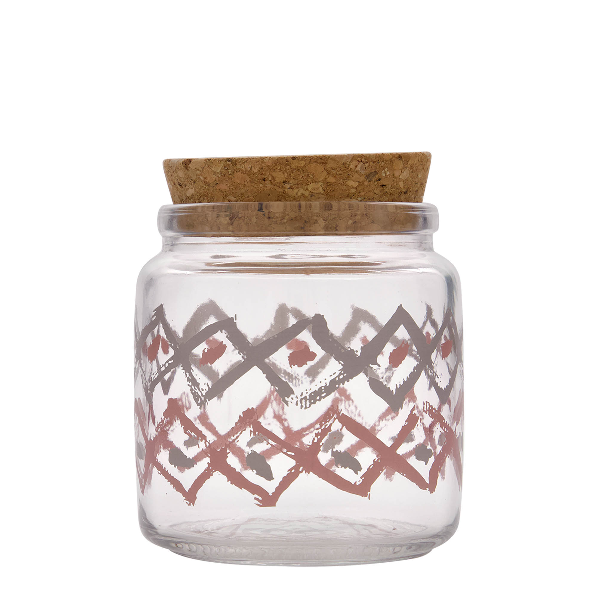 750 ml cork top jar 'Giara', print: manolibera pink, closure: cork