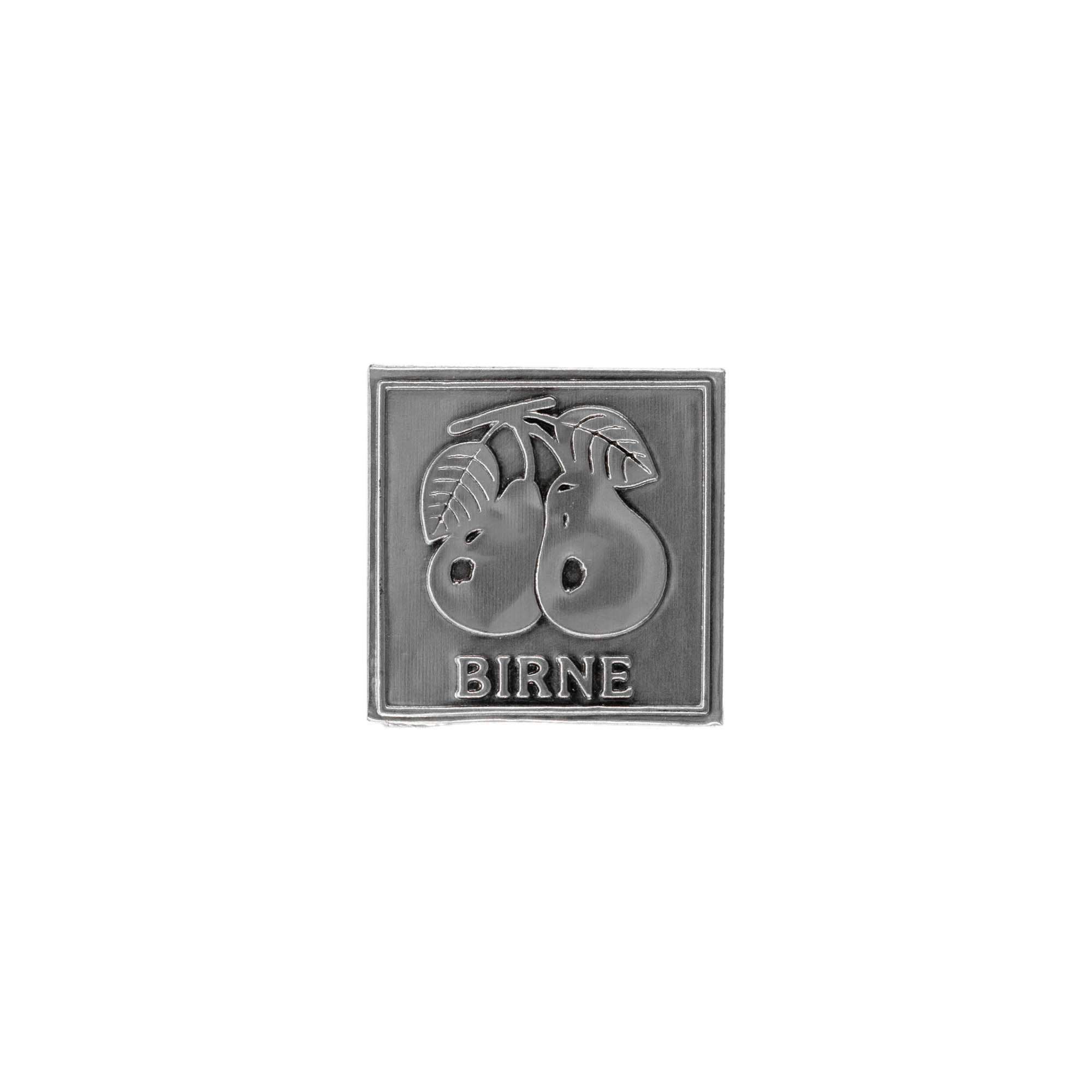 Pewter tag 'Pear', square, metal, silver Pewter tag 'Pear', square, metal, silver