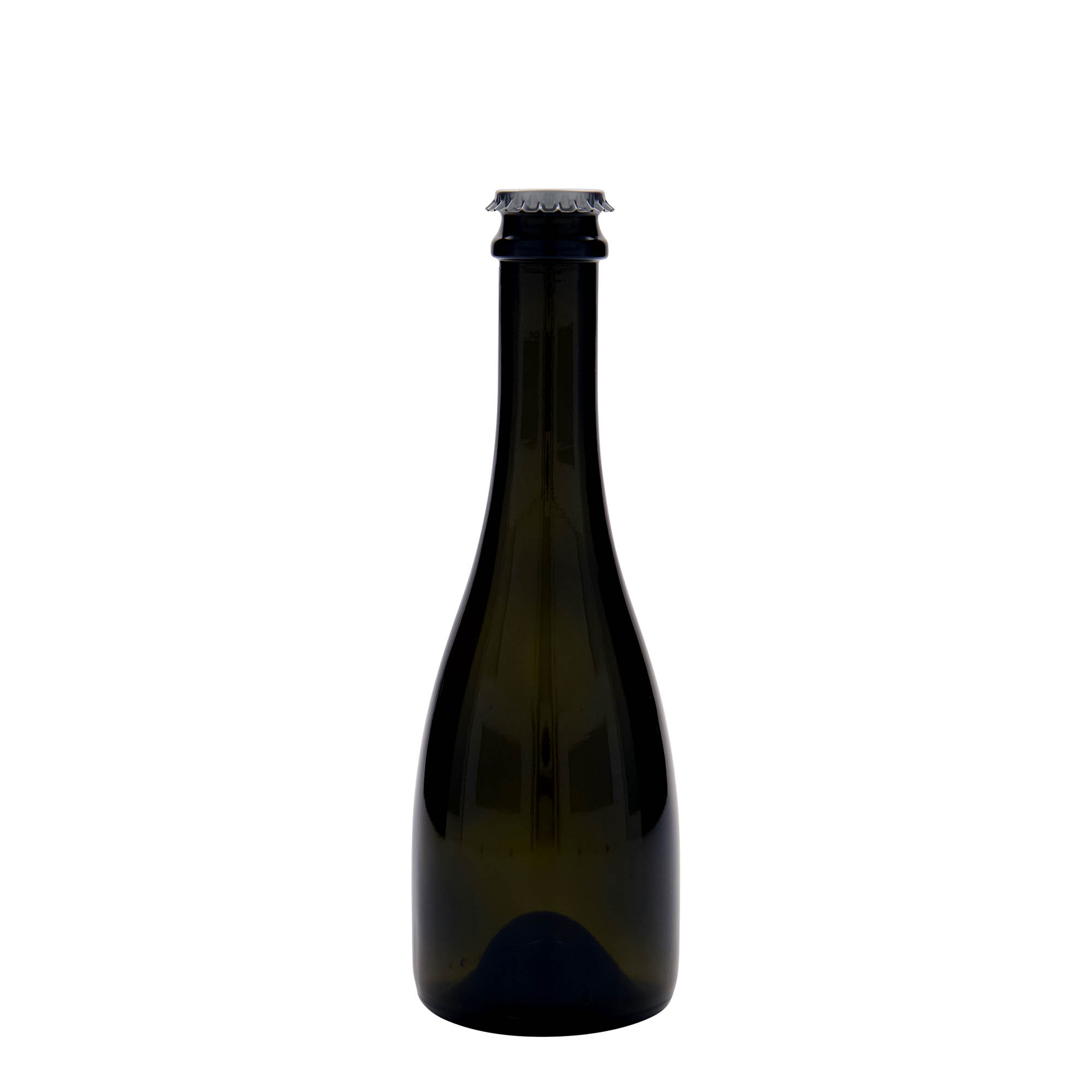 330 ml beer/champagne bottle 'Tosca', glass, antique green, mouth: crown cap