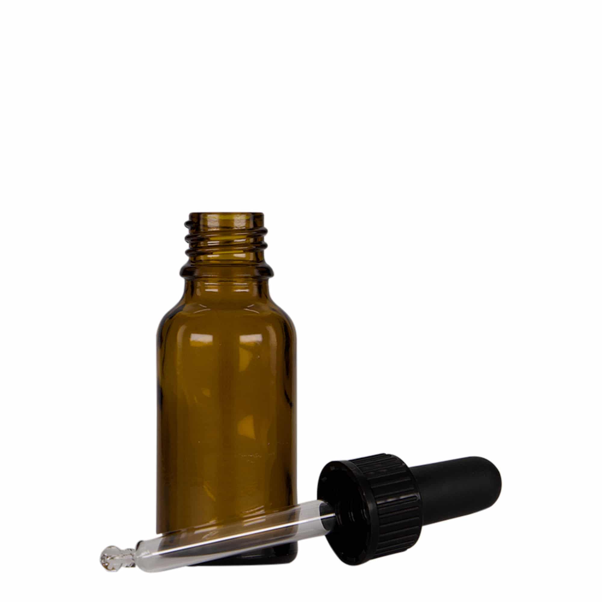 20 ml medicine dropper bottle, glass, brown-black, opening: DIN 18