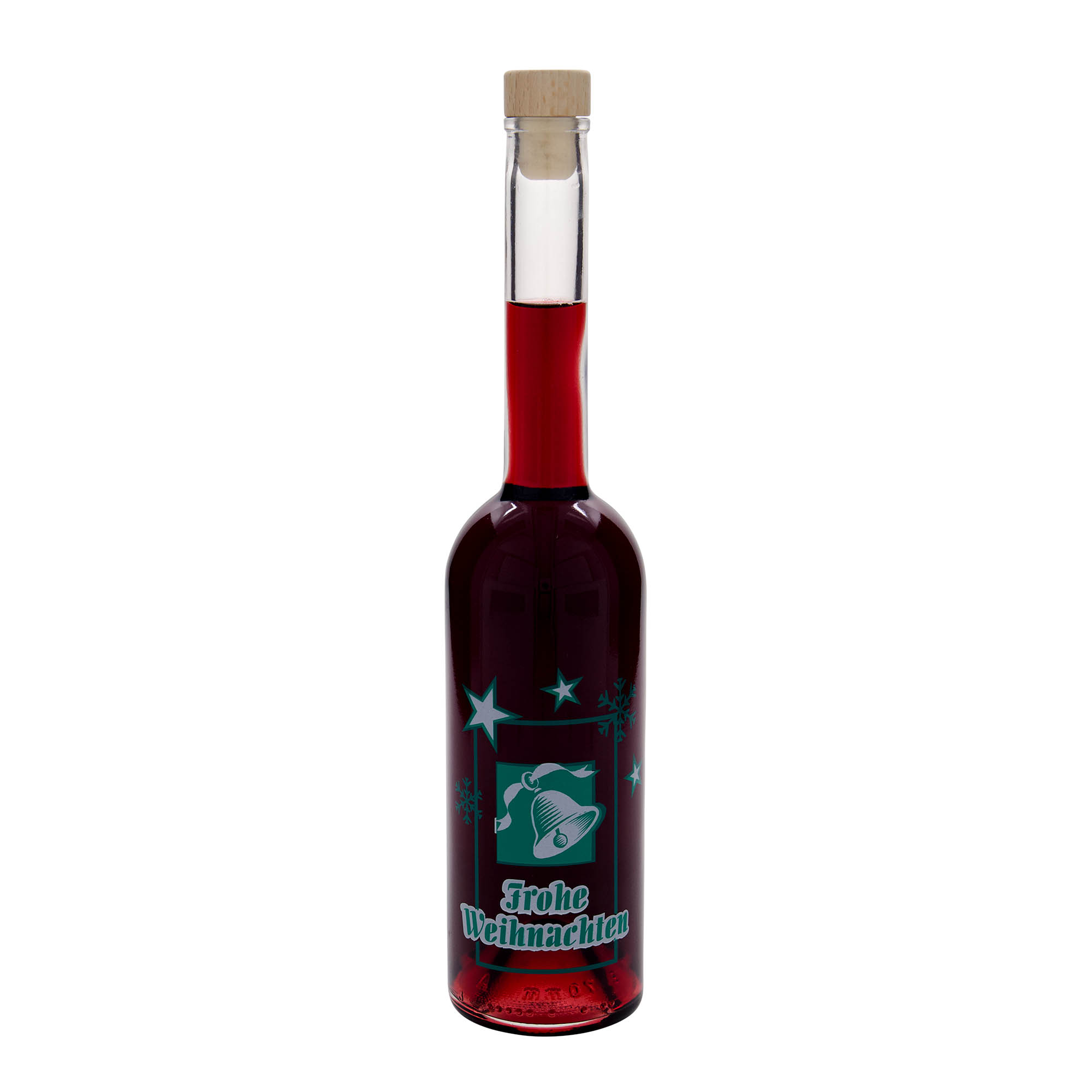 500 ml glass bottle 'Opera', motif: Merry Christmas, opening: cork