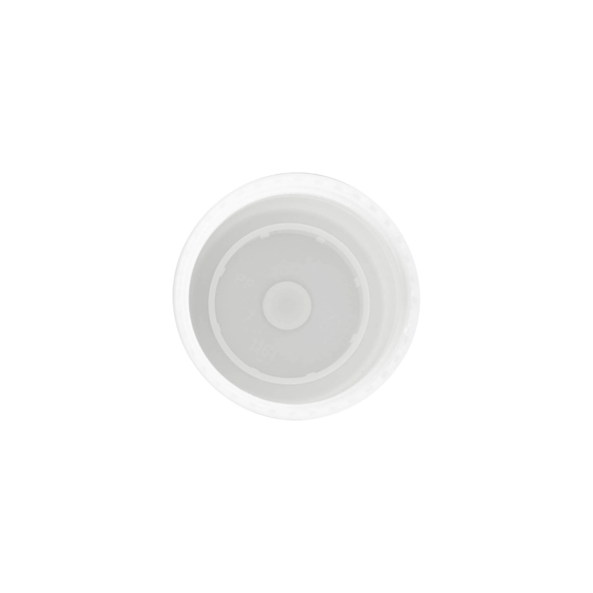 Cap for 50 ml roll-on bottle, PP plastic, white, for opening: screw cap Cap for 50 ml roll-on bottle, PP plastic, white, for opening: screw cap