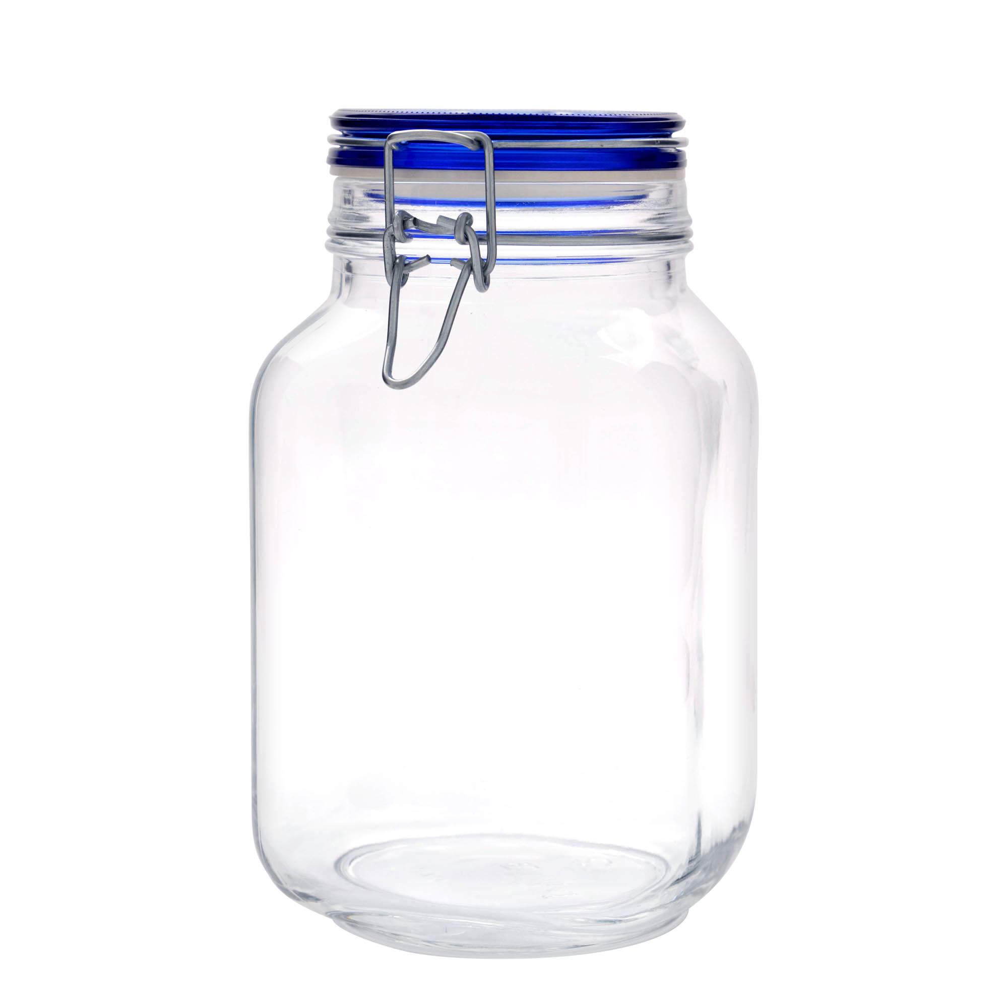 2,000 ml wire bail jar 'Fido' Blue Top, square, opening: wire bail closure
