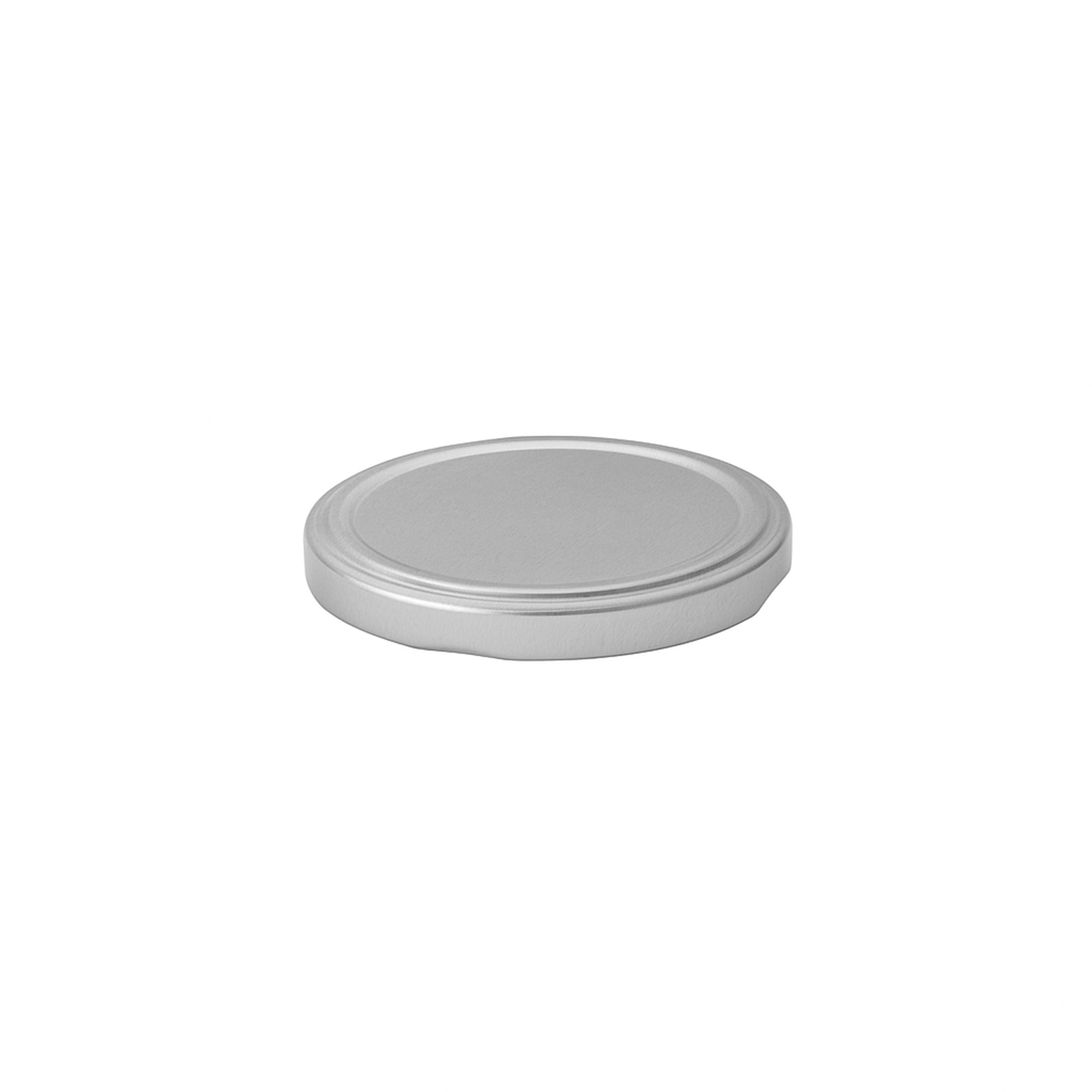 Twist off lid, tinplate, silver, for opening: TO 63 Twist off lid, tinplate, silver, for opening: TO 63