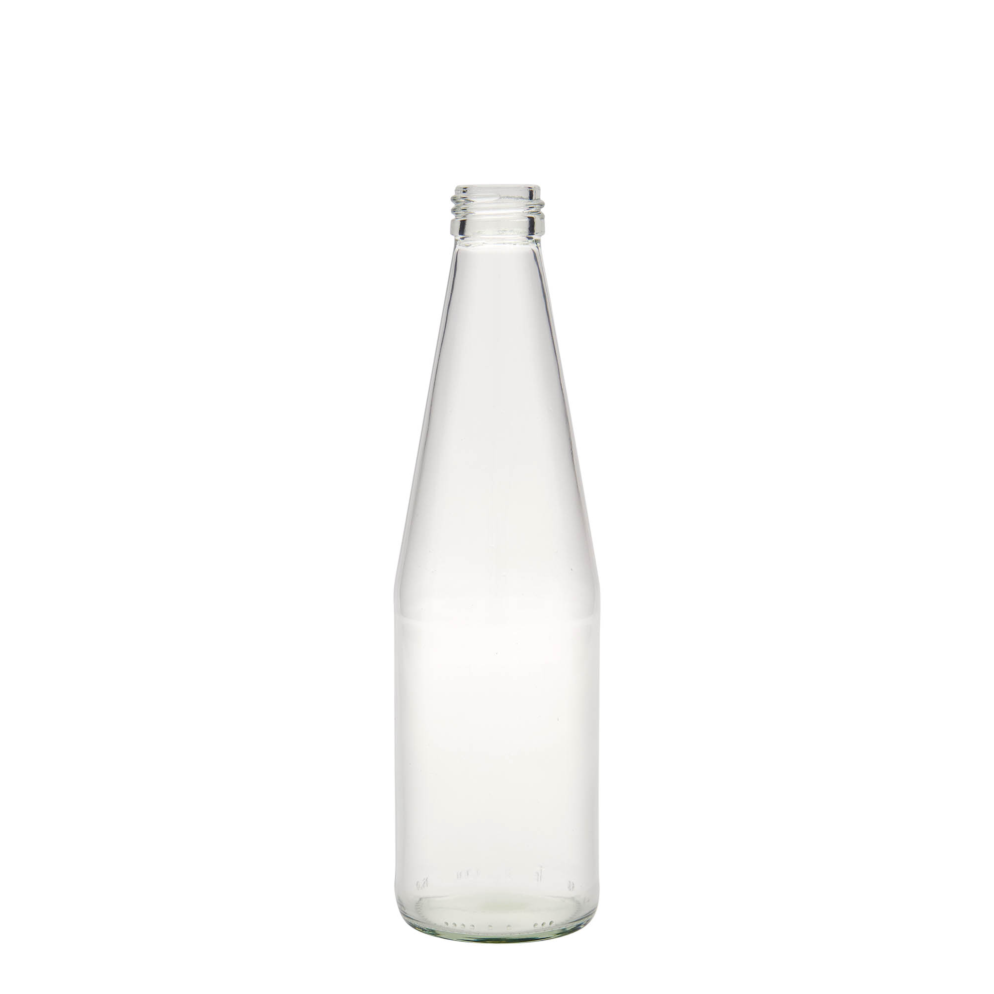 330 ml universal bottle, carrot shaped, glass, closure: PP 28 330 ml universal bottle, carrot shaped, glass, closure: PP 28