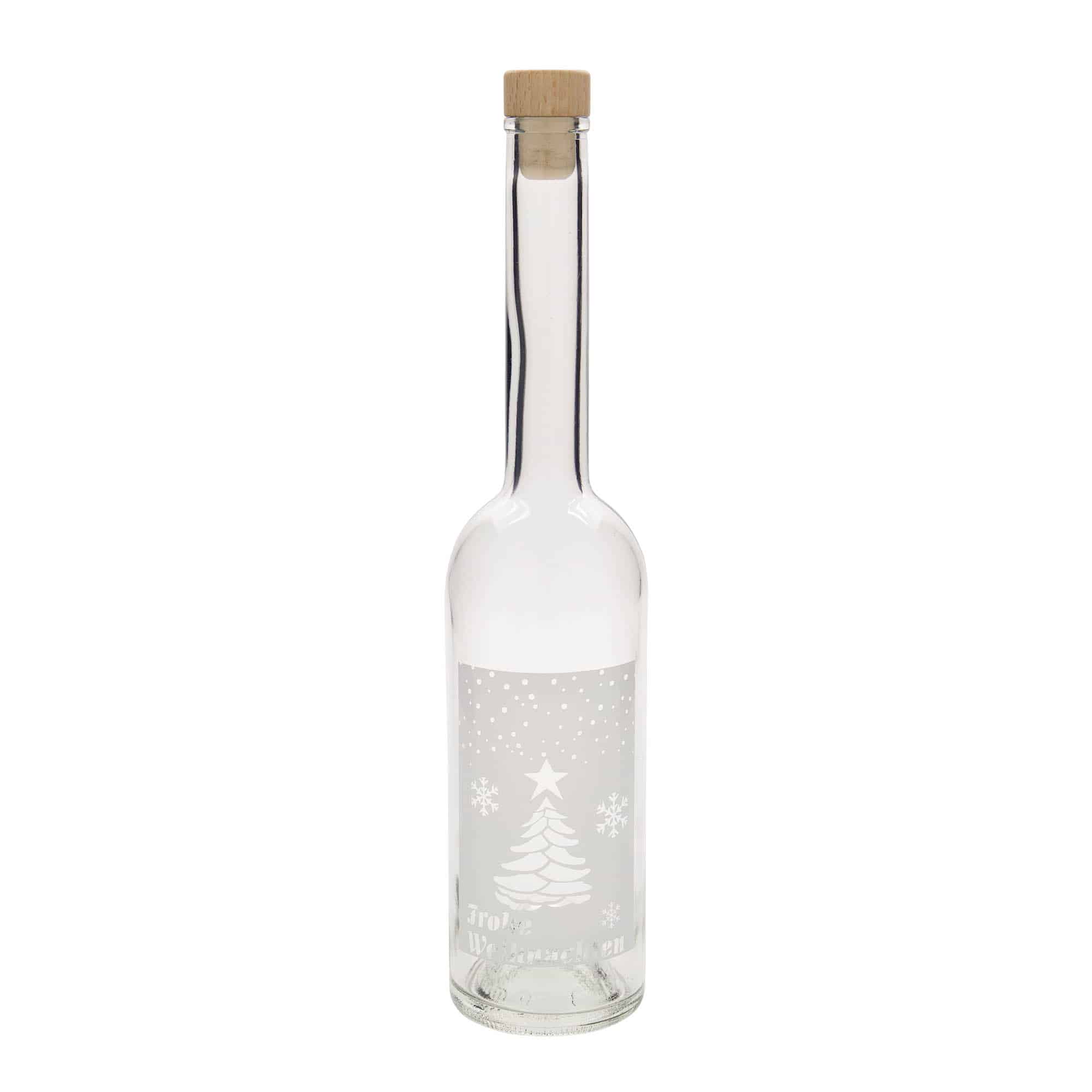 500 ml glass bottle ‘Opera’, design: White Christmas, opening: cork