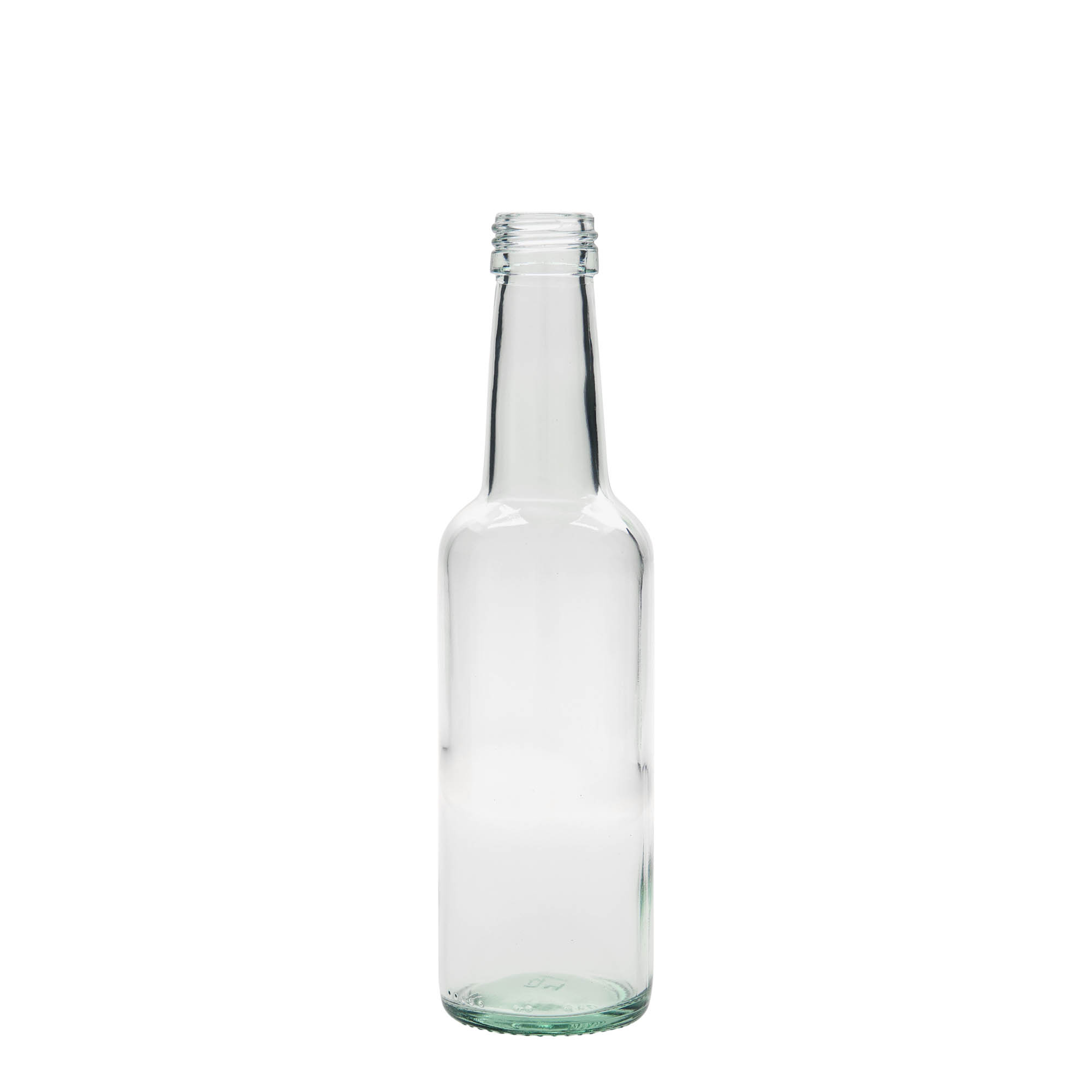 250 ml glass bottle, straight neck, opening: PP 28 250 ml glass bottle, straight neck, opening: PP 28