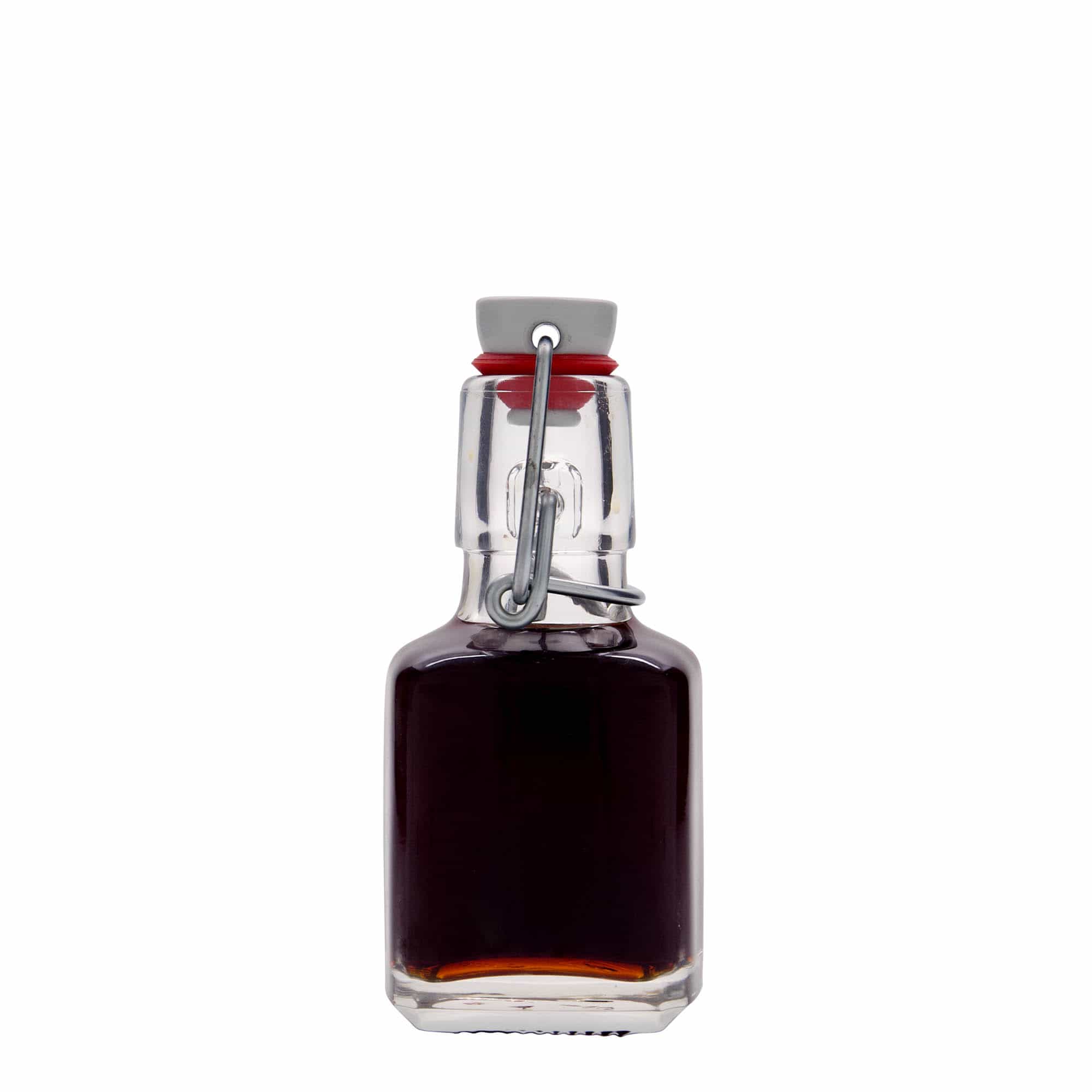 100 ml glass bottle ‘Kubica’, square, opening: swing top closure