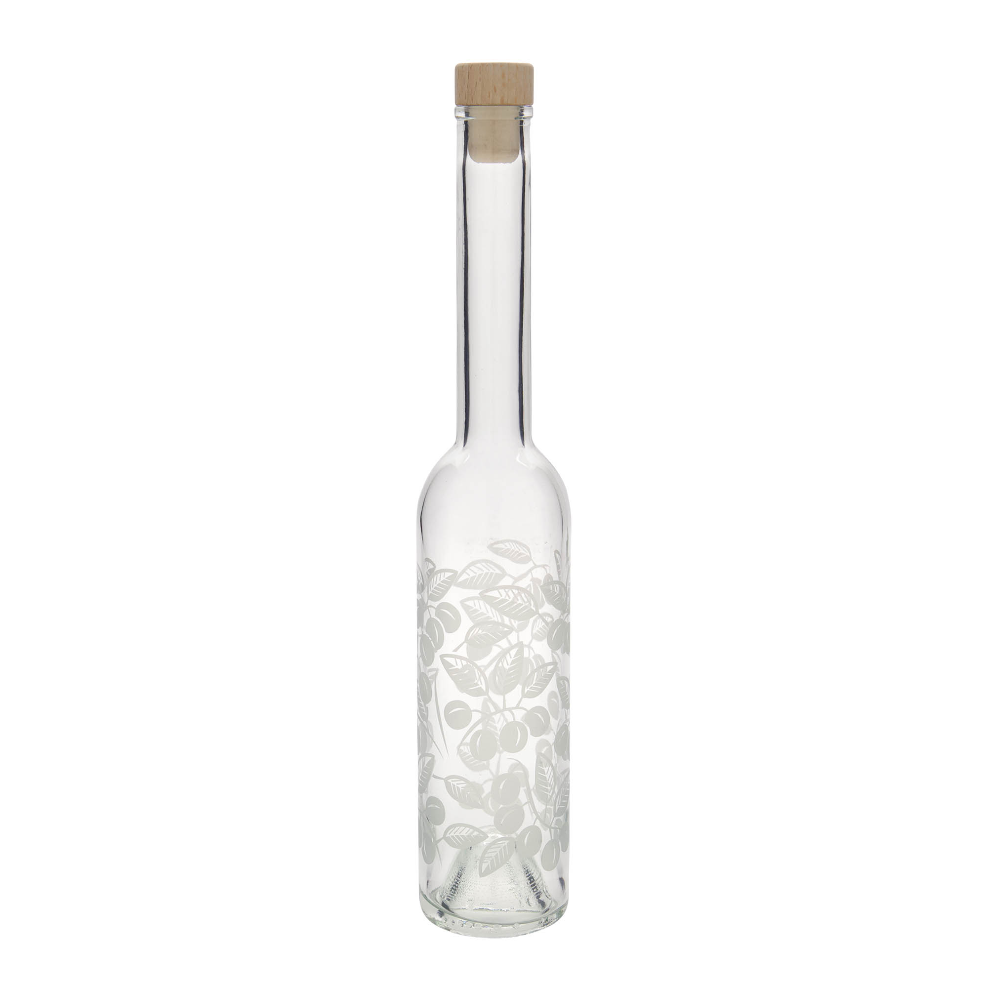 350 ml glass bottle 'Opera', design: Mirabelle plums, opening: cork
