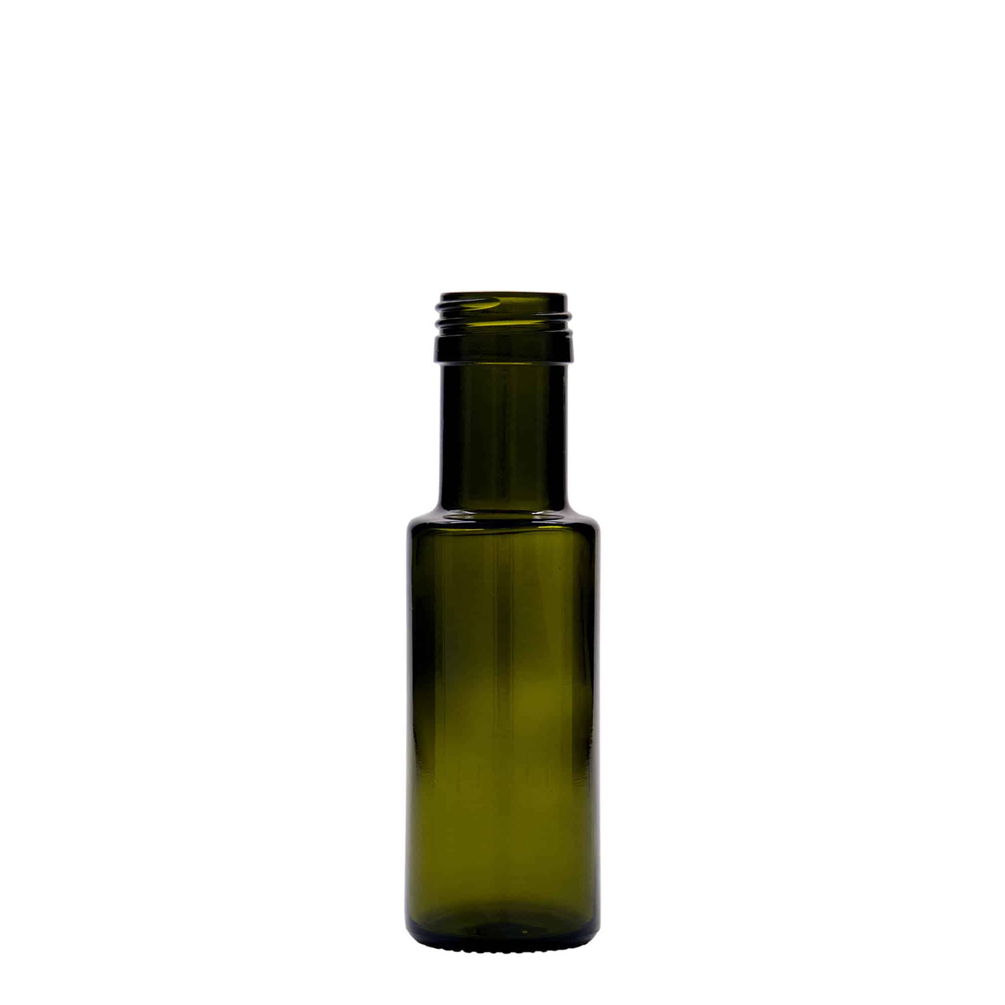 100 ml glass bottle ‘Dorica’, antique green, opening: PP 31.5