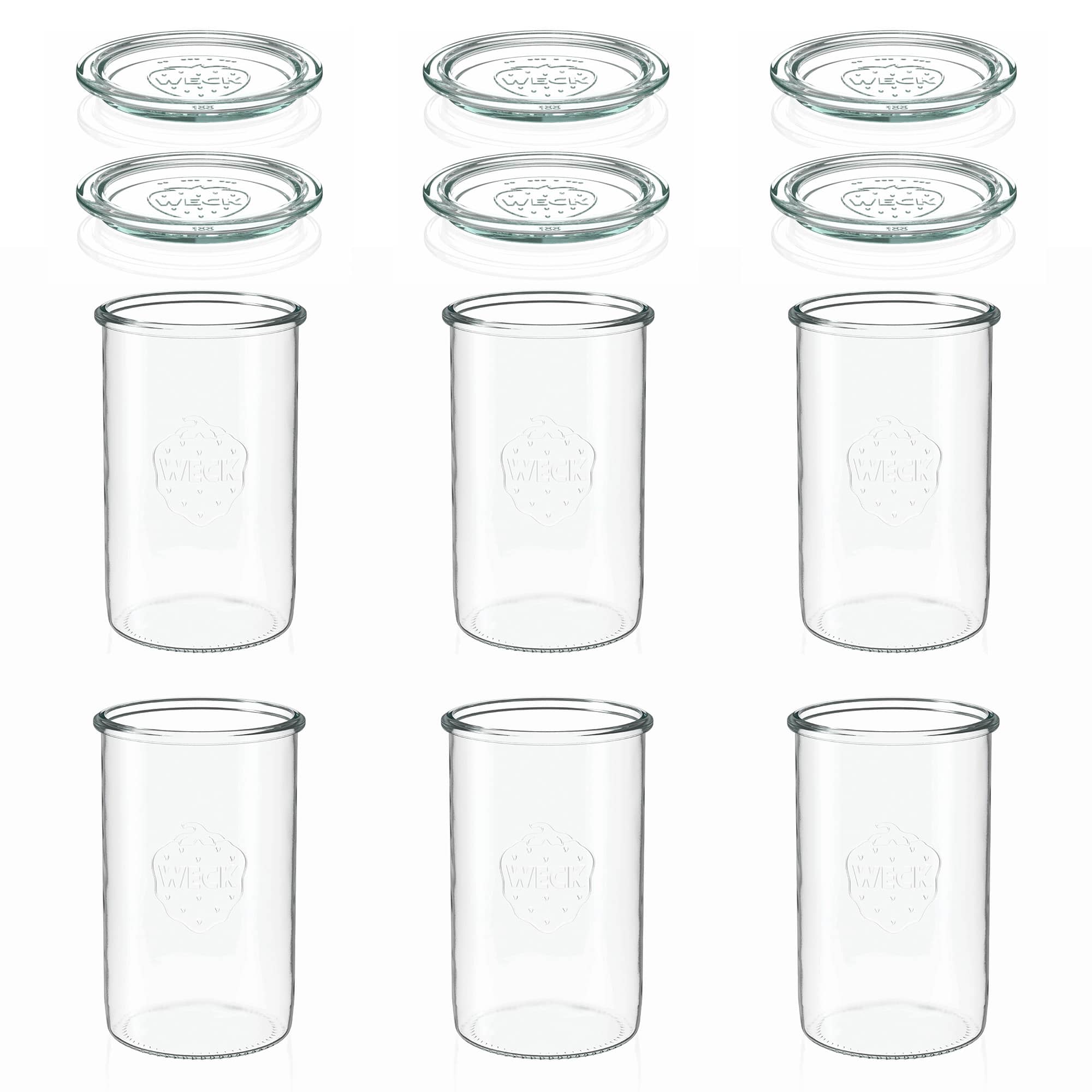 6x 1000 ml WECK inverted jar with glass lid RR 100
