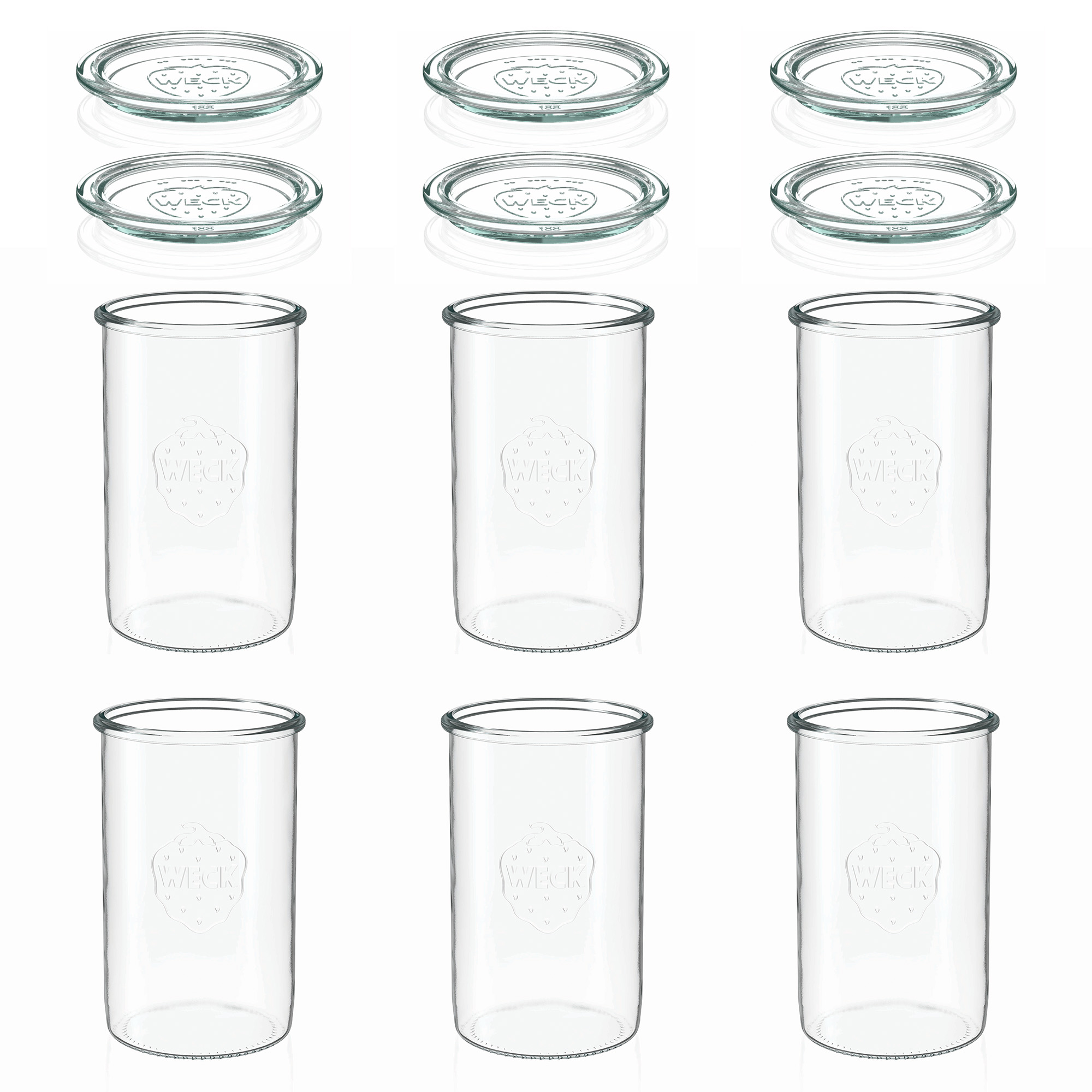 6x 1000 ml WECK inverted jar with glass lid RR 100