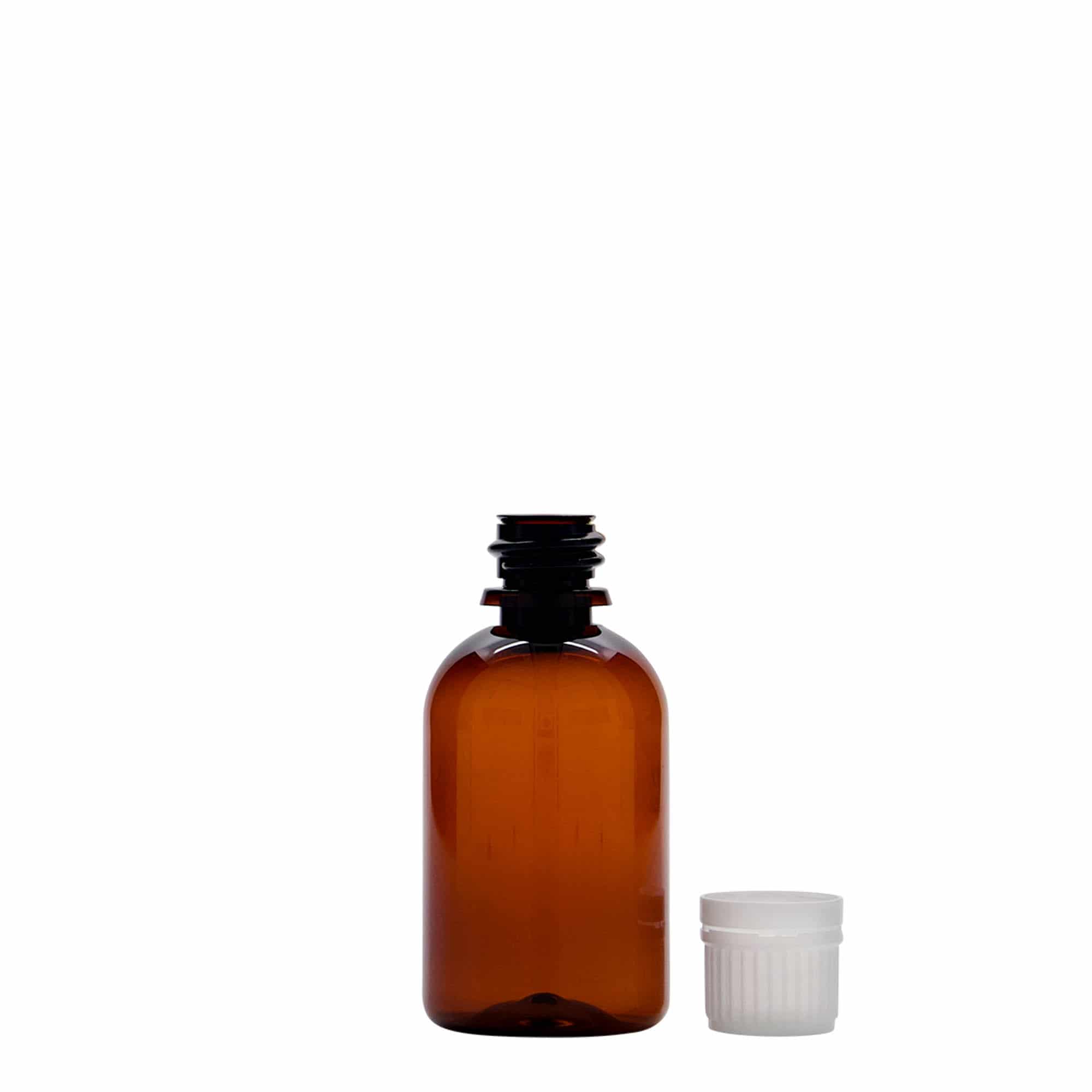 50 ml PET medical bottle ‘Easy Living’, brown, plastic, opening: DIN 18