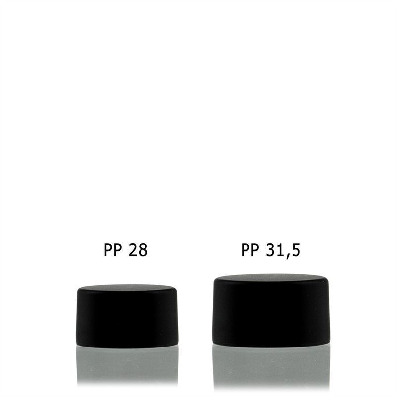 Screw cap, metal/plastic, black, for opening: PP 28 Screw cap, metal/plastic, black, for opening: PP 28
