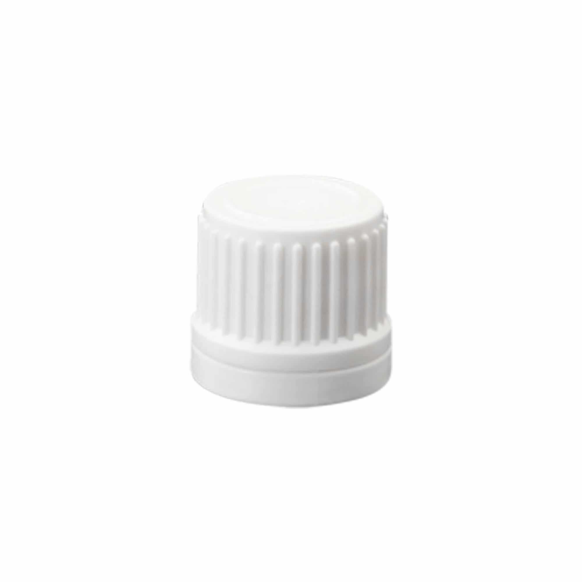 Screw cap with drip insert, PE plastic, white, for opening: DIN 18