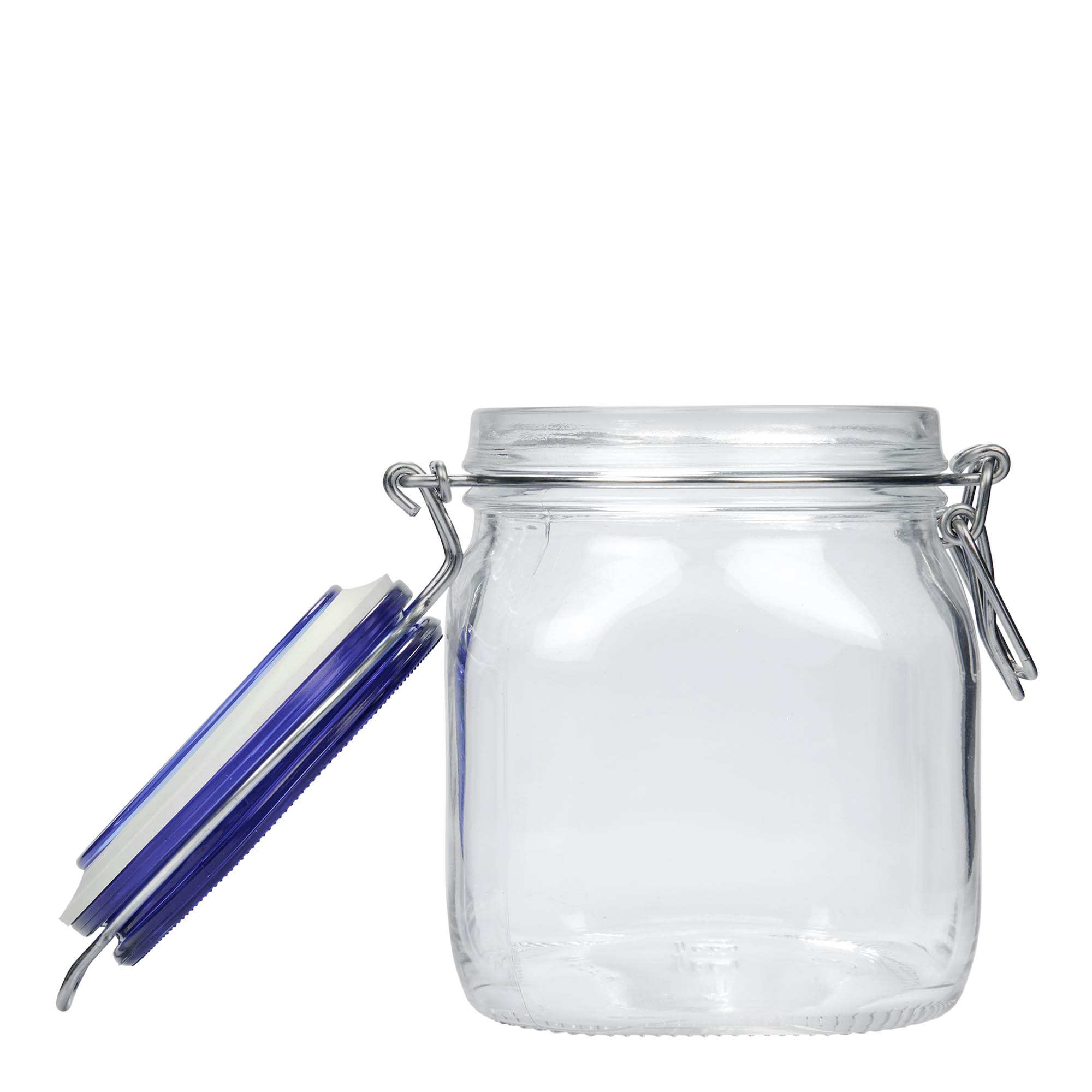 750 ml wire bail jar 'Fido' Blue Top, square, opening: wire bail closure