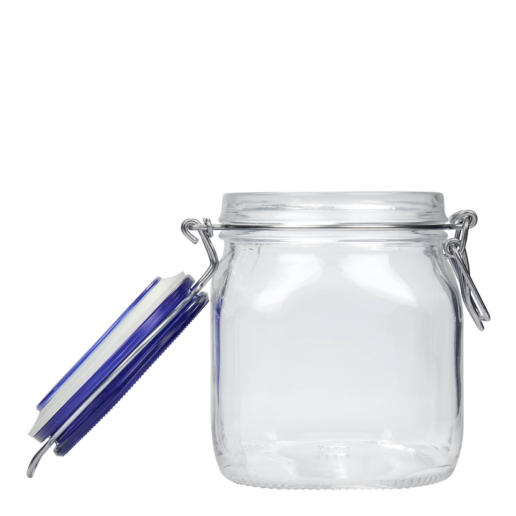 750 ml wire bail jar ‘Fido’ Blue Top, square, opening: wire bail closure