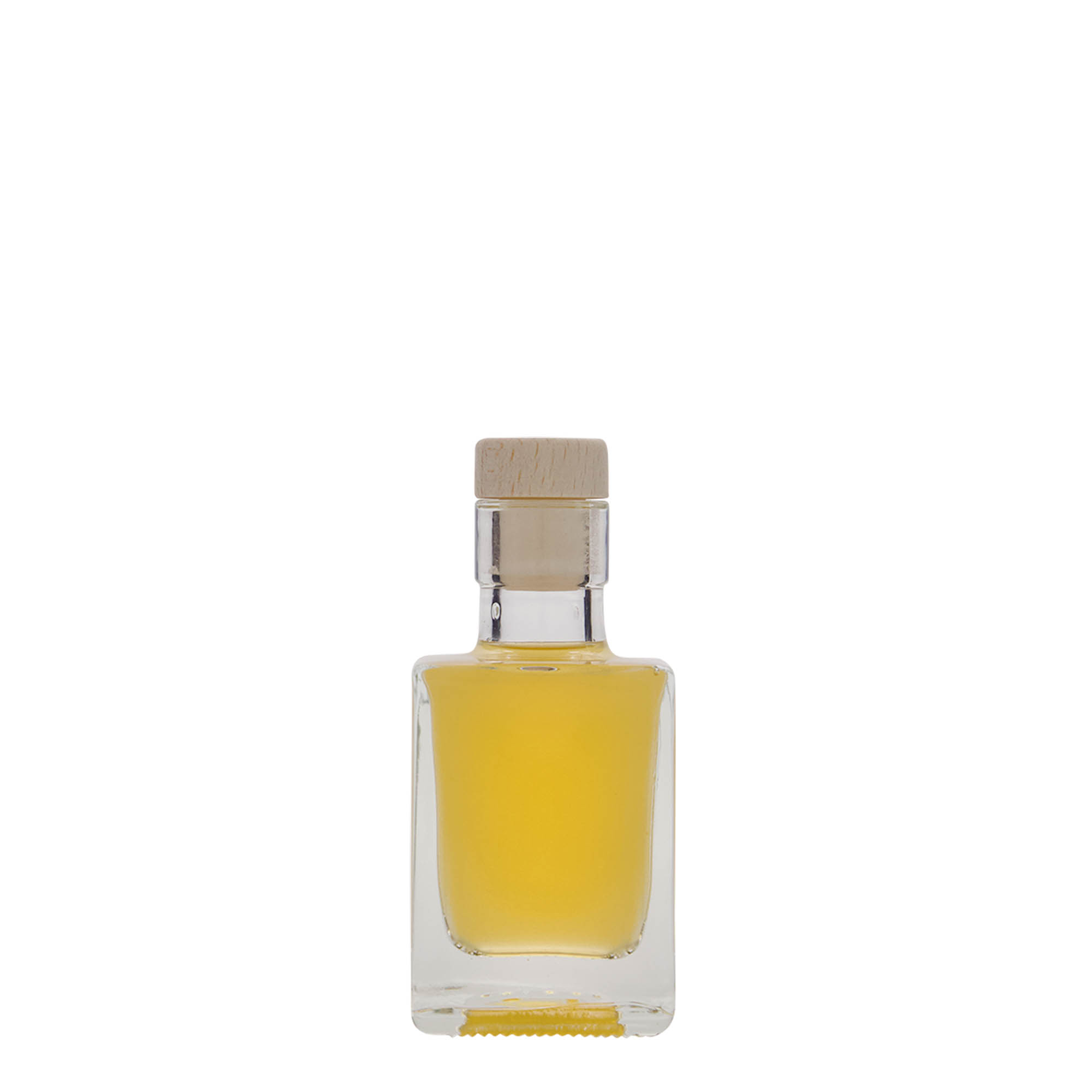 50 ml glass bottle 'Cube', square, opening: cork