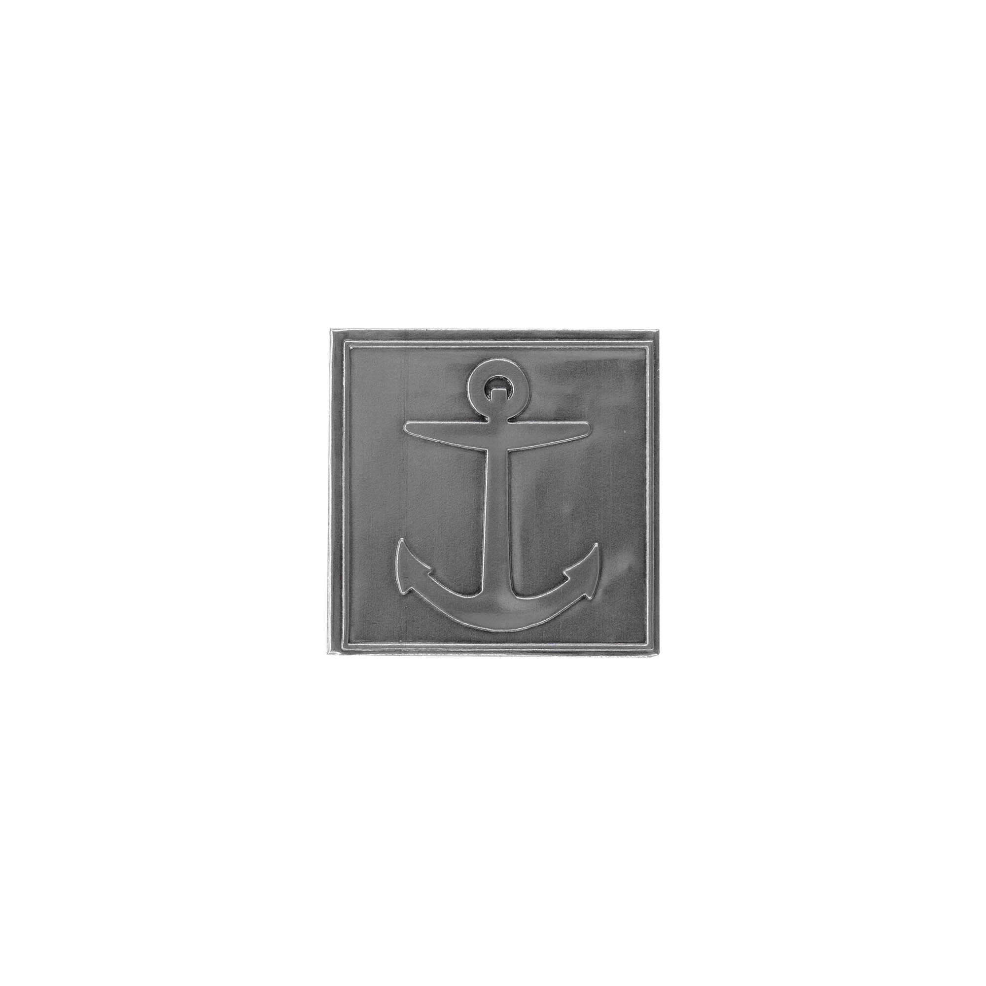 Tin label 'Anchor', square, metal, silver Tin label 'Anchor', square, metal, silver