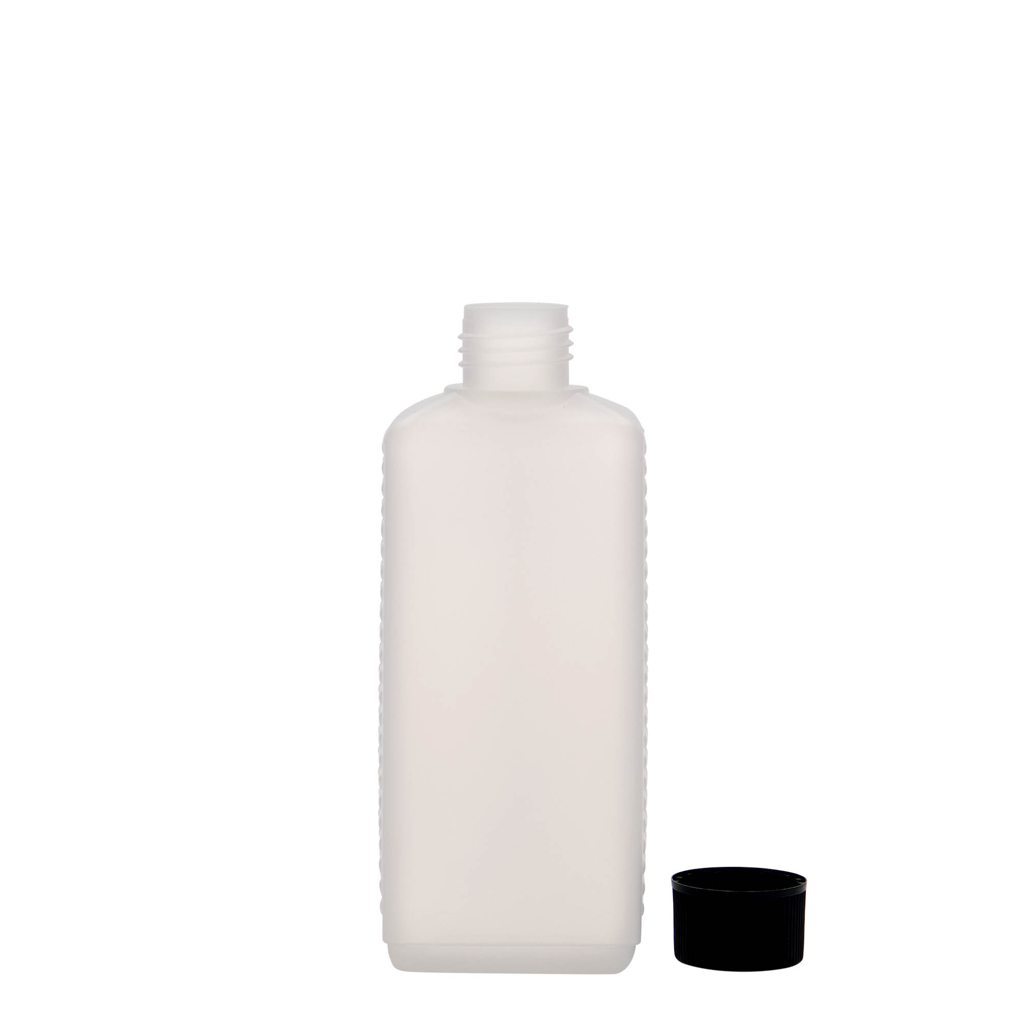 250 ml canister bottle, rectangular, HDPE plastic, natural, opening: DIN 25 EPE 250 ml canister bottle, rectangular, HDPE plastic, natural, opening: DIN 25 EPE
