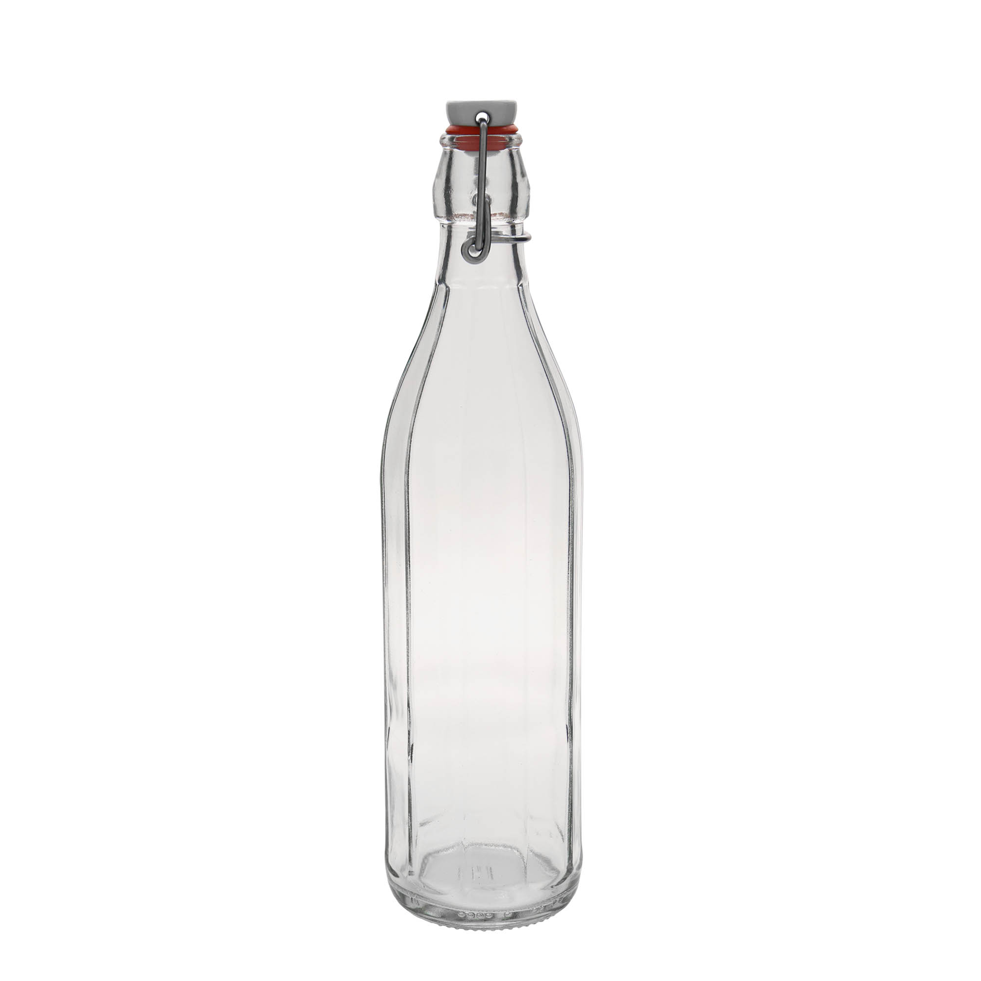750 ml glass bottle 'Bravo', decagonal, opening: swing top closure