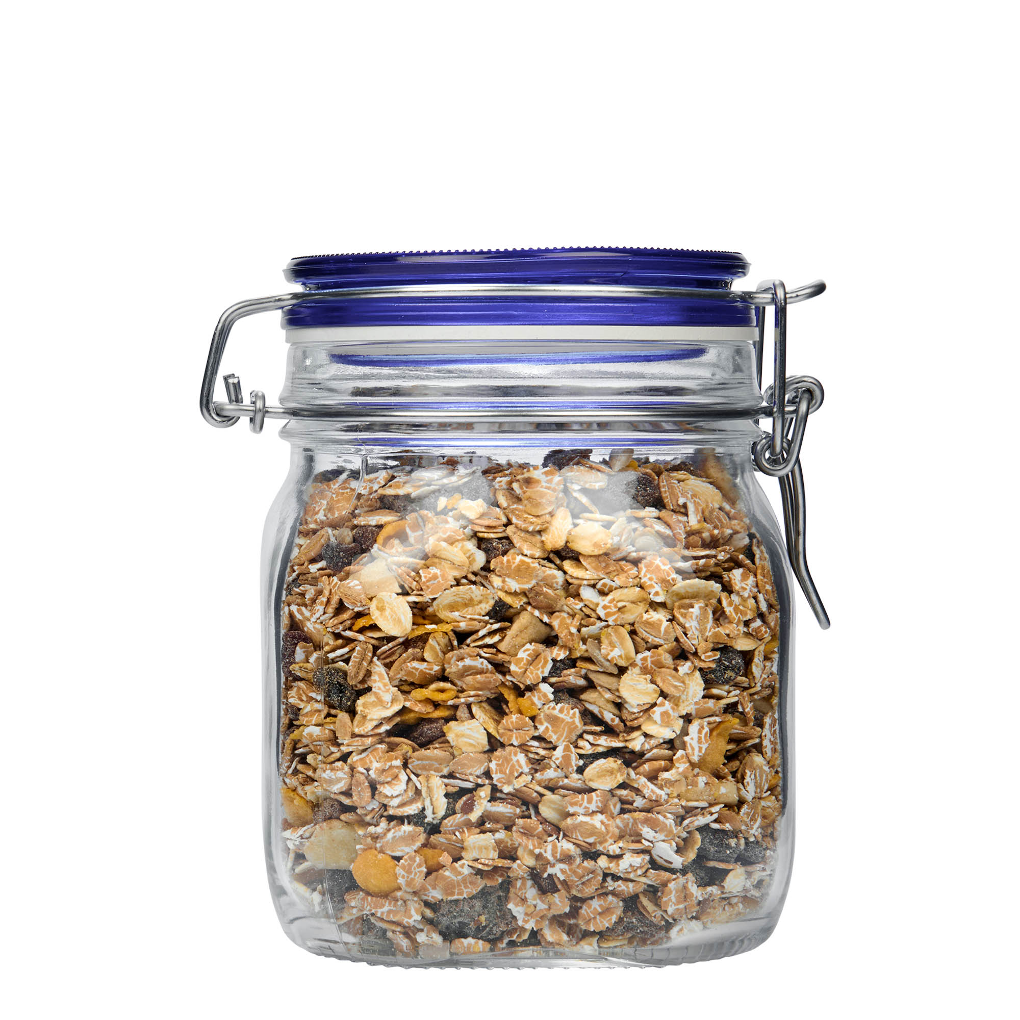750 ml wire bail jar 'Fido' Blue Top, square, opening: wire bail closure