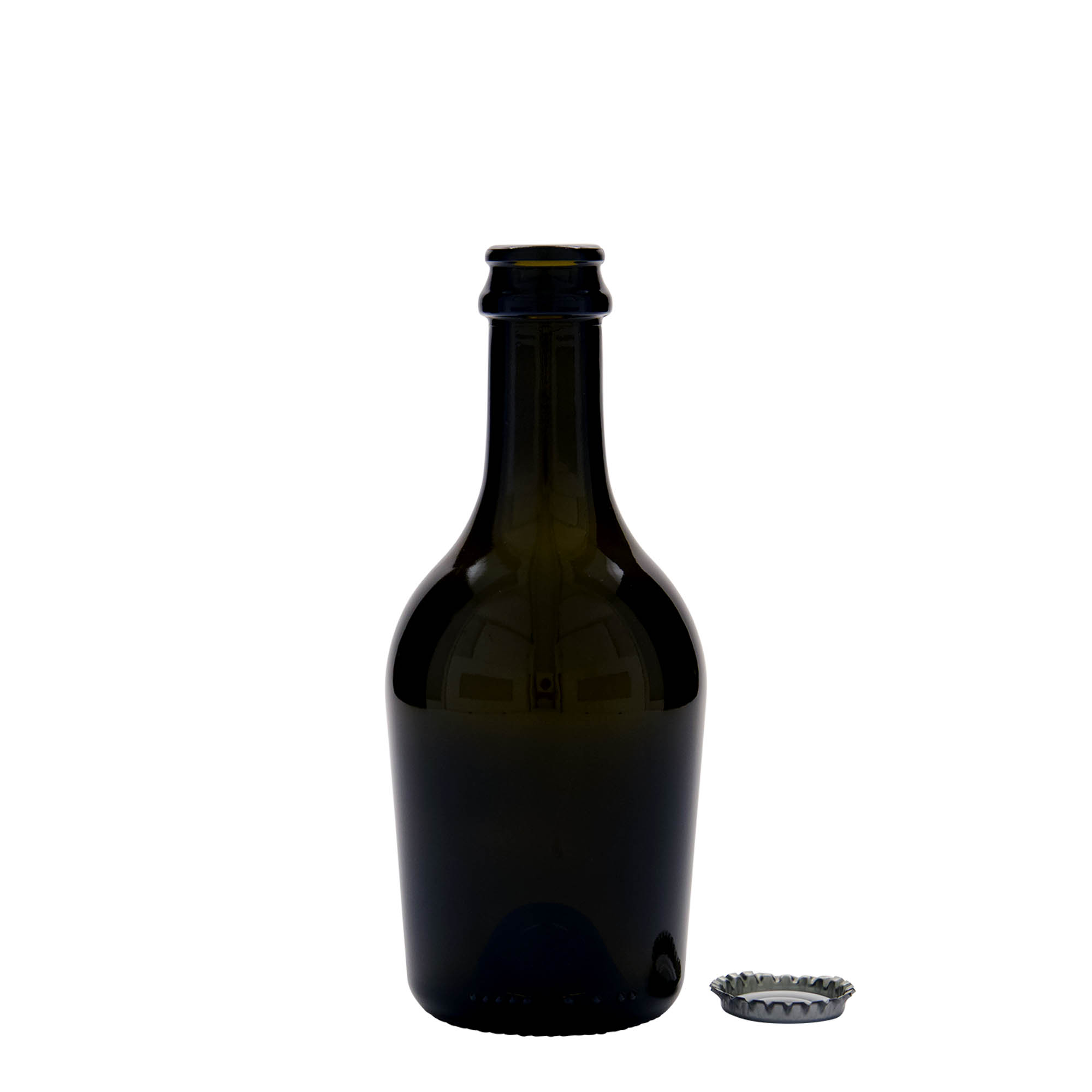 330 ml beer/champagne bottle 'Butterfly', glass, antique green, opening: crown cap