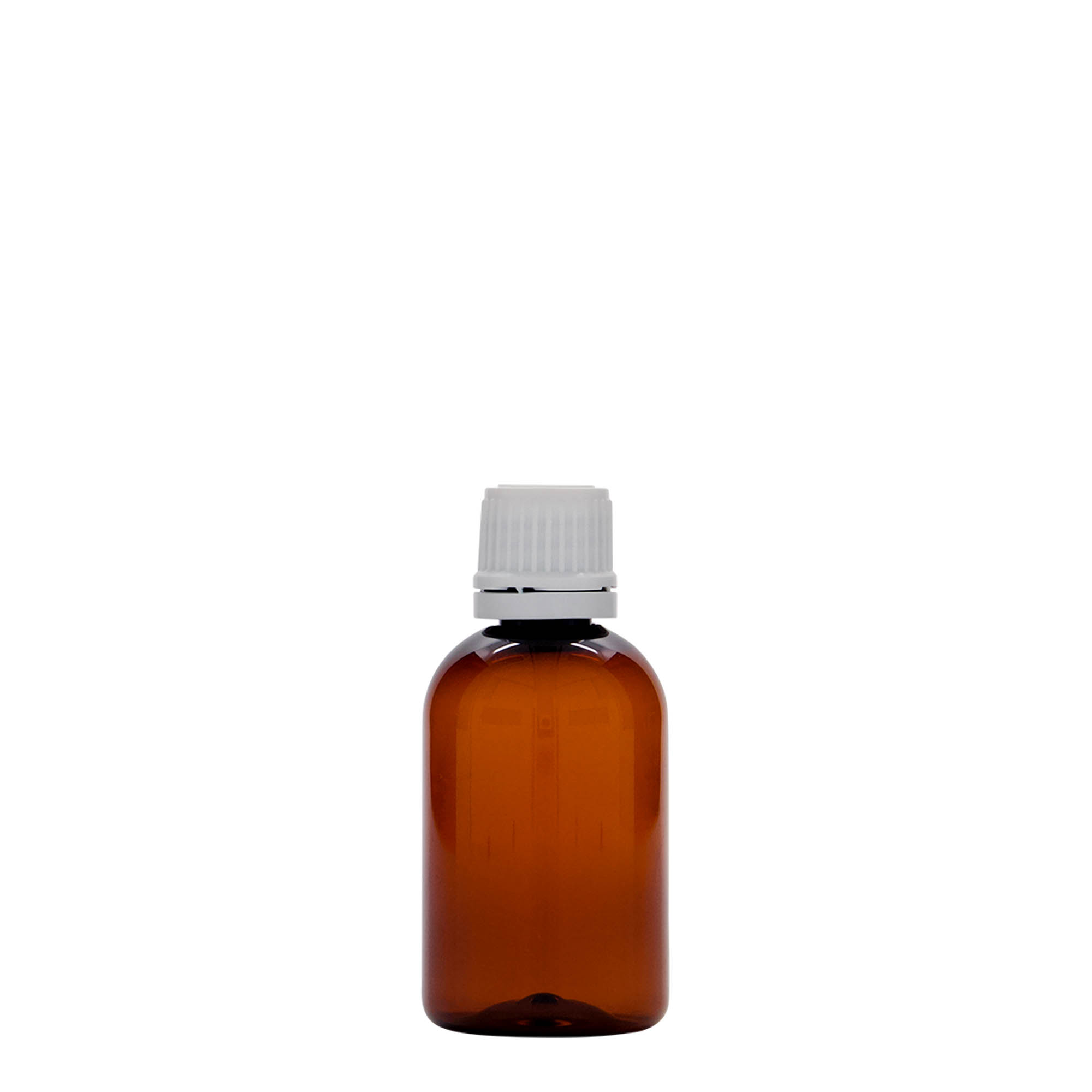 50 ml PET medical bottle 'Easy Living', brown, plastic, opening: DIN 18