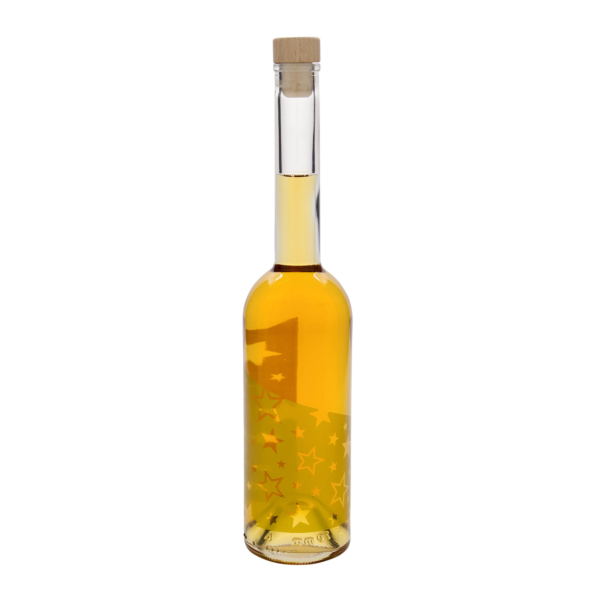 500 ml glass bottle 'Opera', design: gold stars, opening: cork 500 ml glass bottle 'Opera', design: gold stars, opening: cork