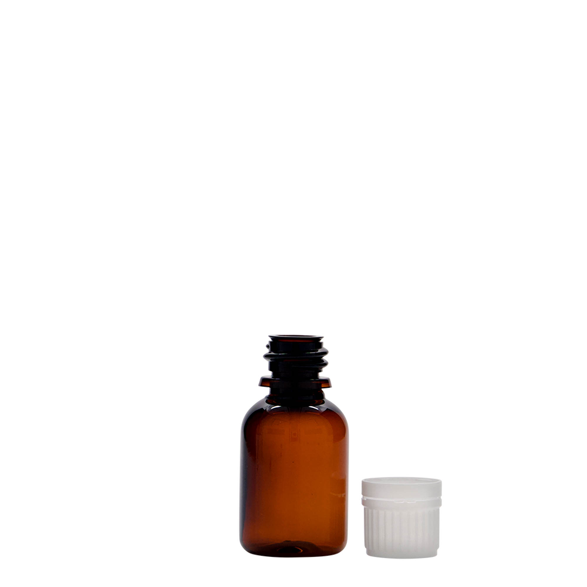 20 ml PET medical bottle 'Easy Living', brown, plastic, opening: DIN 18