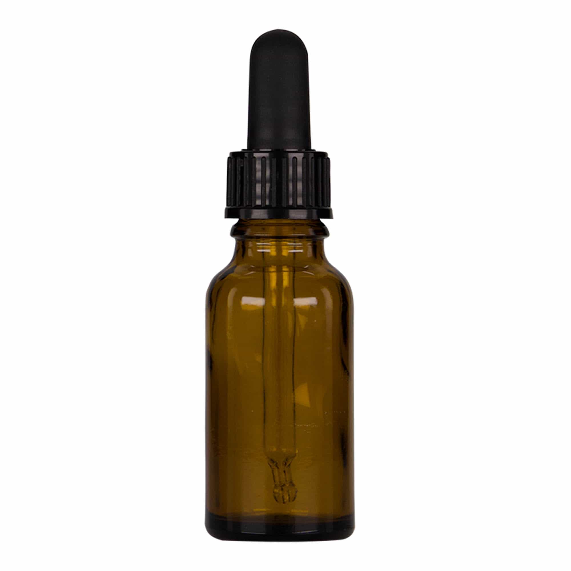 20 ml medicine dropper bottle, glass, brown-black, opening: DIN 18