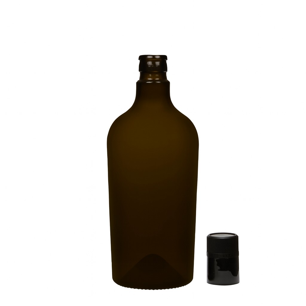 750 ml vinegar/oil bottle 'Oleum', glass, antique green, mouth: DOP