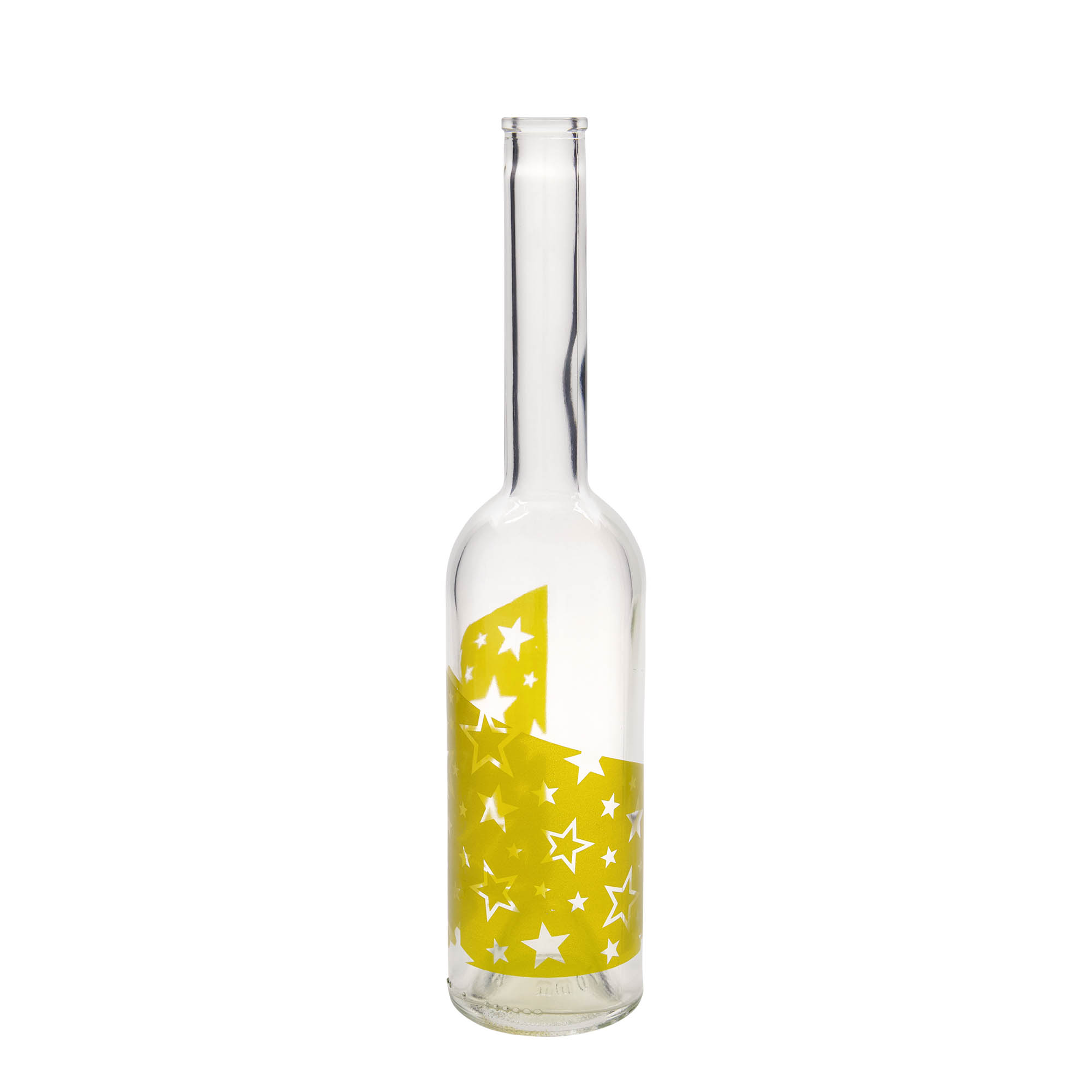 500 ml glass bottle 'Opera', design: gold stars, opening: cork 500 ml glass bottle 'Opera', design: gold stars, opening: cork