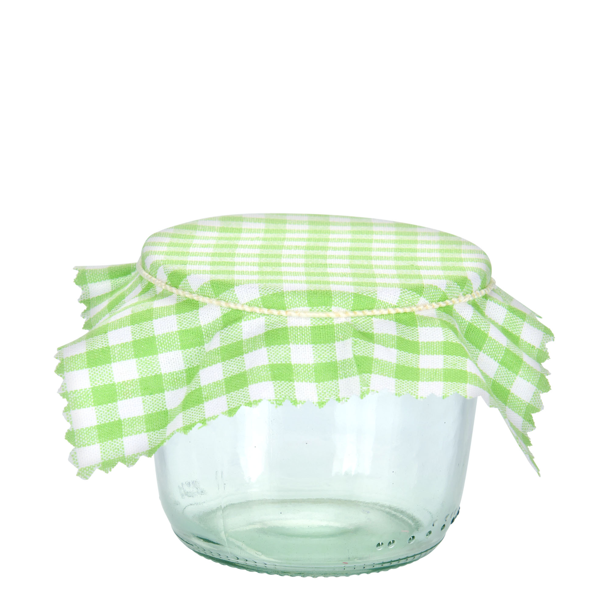 Checked fabric jar cover 12x12, square, textile, lime green, for opening: TO38-TO53