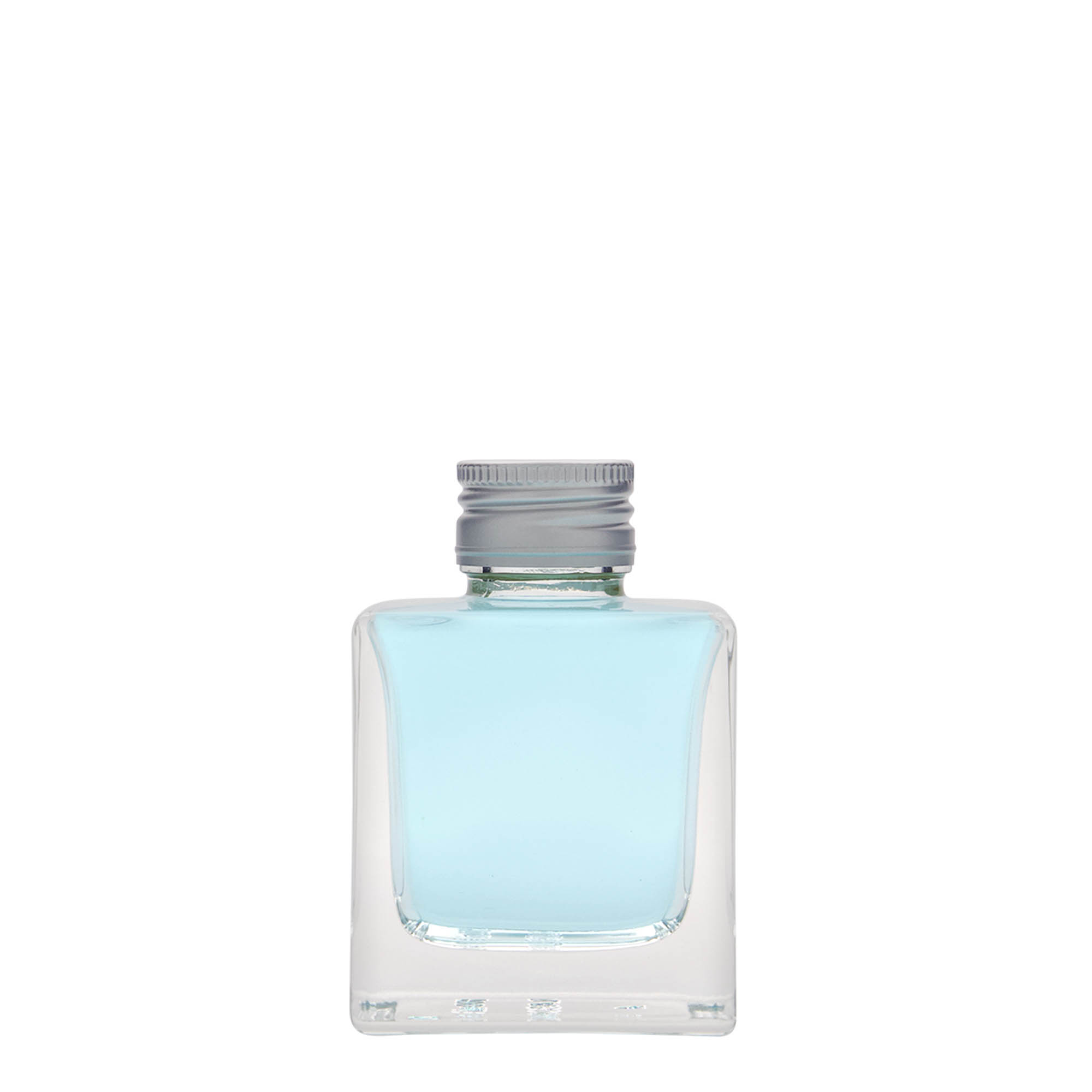 100 ml glass bottle 'Cube', square, opening: PP 28 100 ml glass bottle 'Cube', square, opening: PP 28