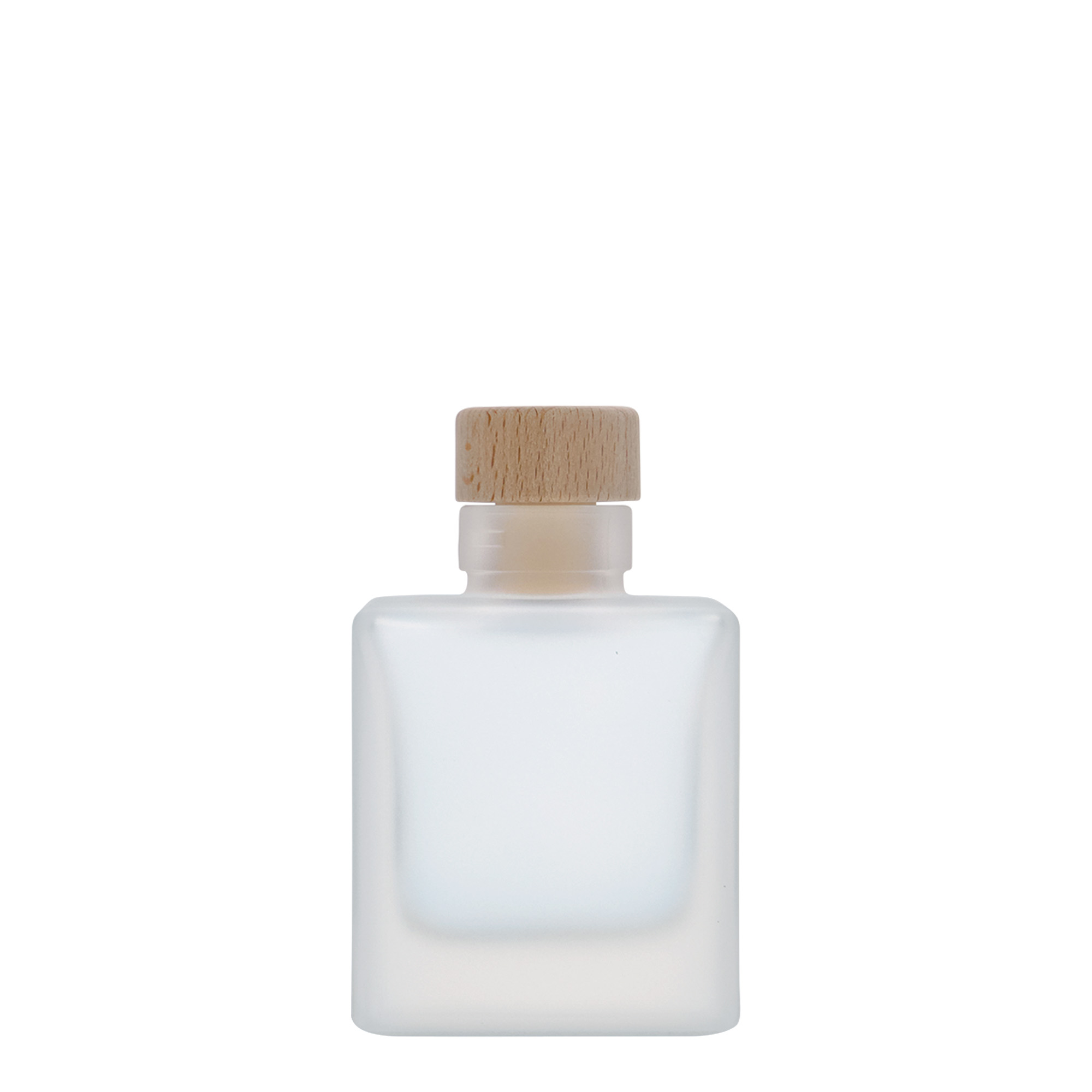 100 ml glass bottle 'Cube', square, frosted, closure: cork