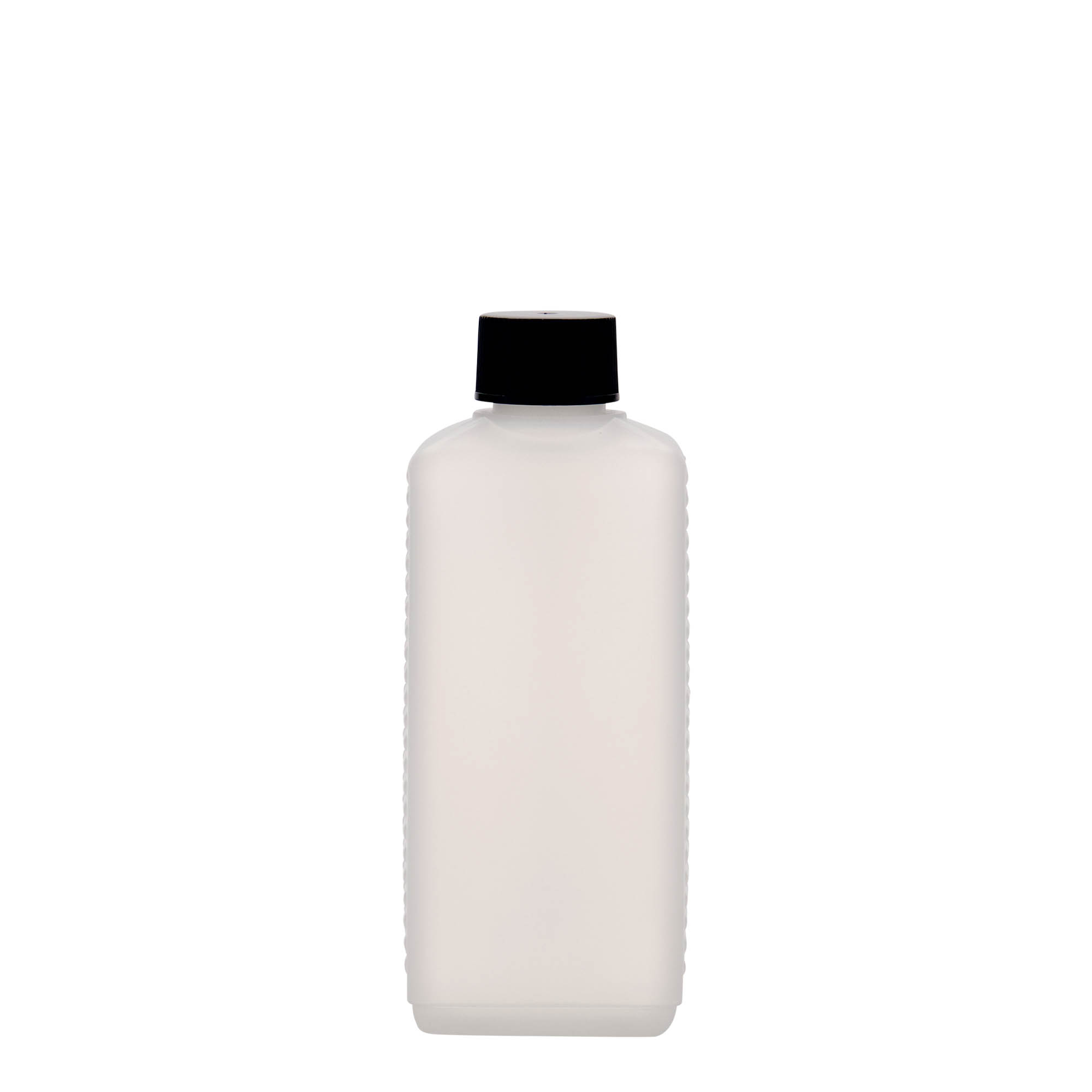 250 ml canister bottle, rectangular, HDPE plastic, natural, opening: DIN 25 EPE