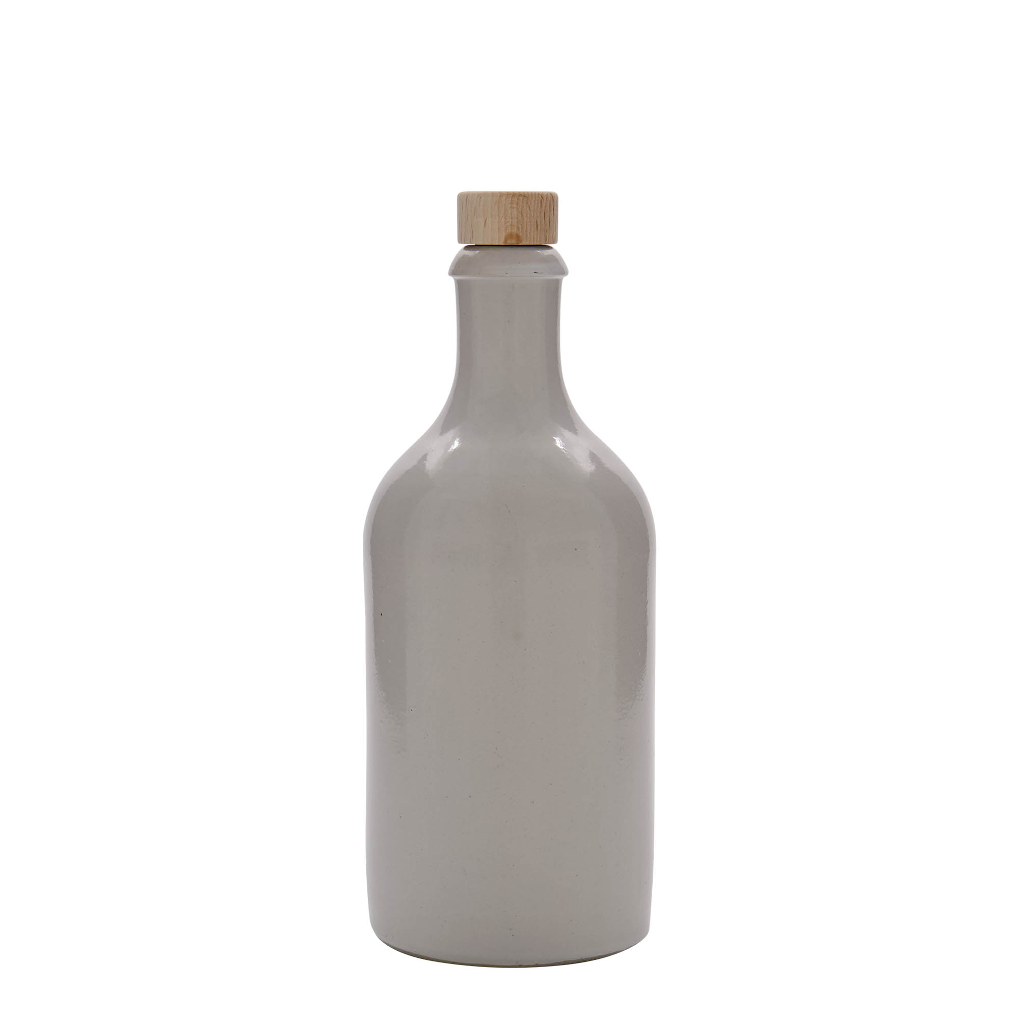 500 ml earthen jug, stoneware, white, closure: cork