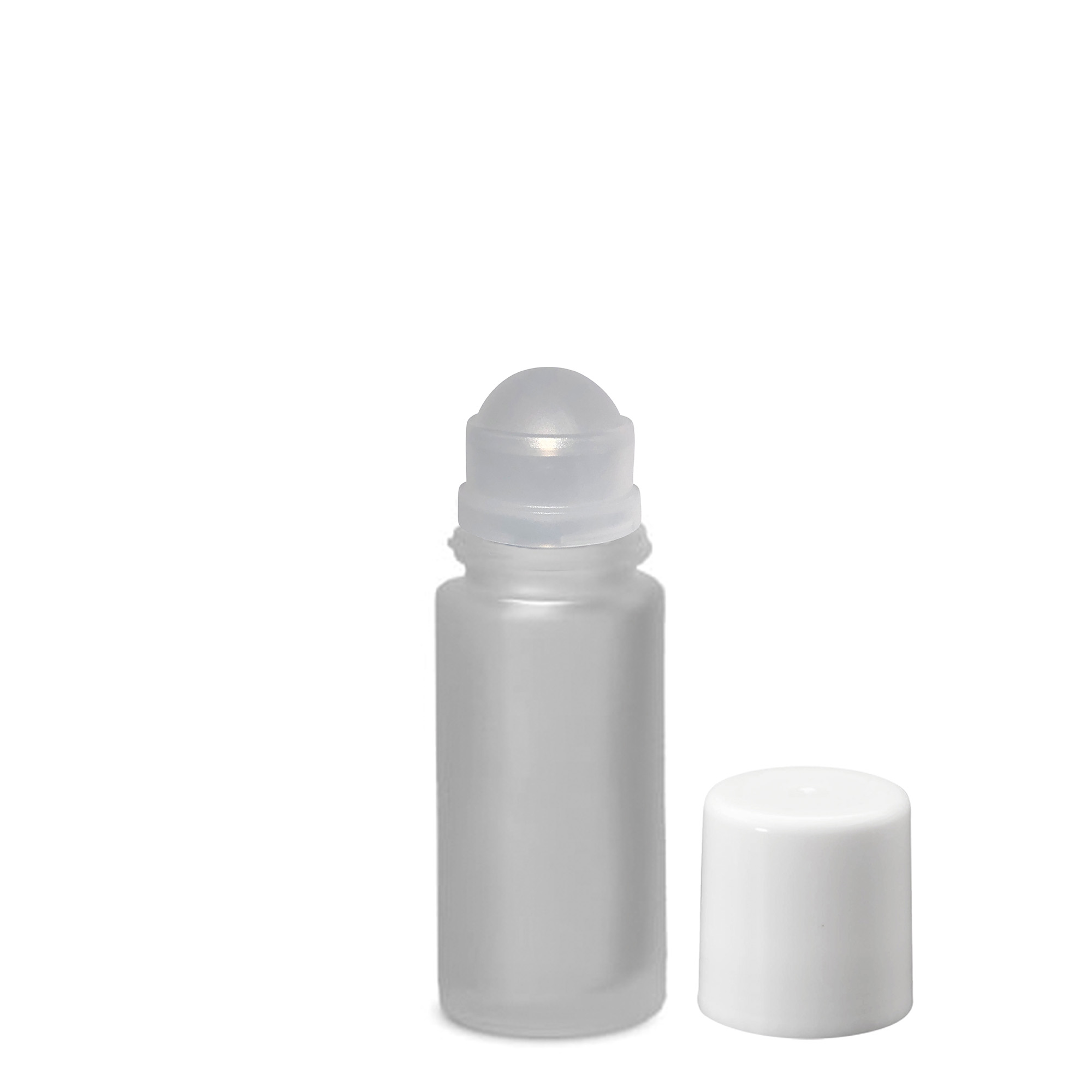 50 ml roll-on bottle, glass, frosted, neck: screw cap
