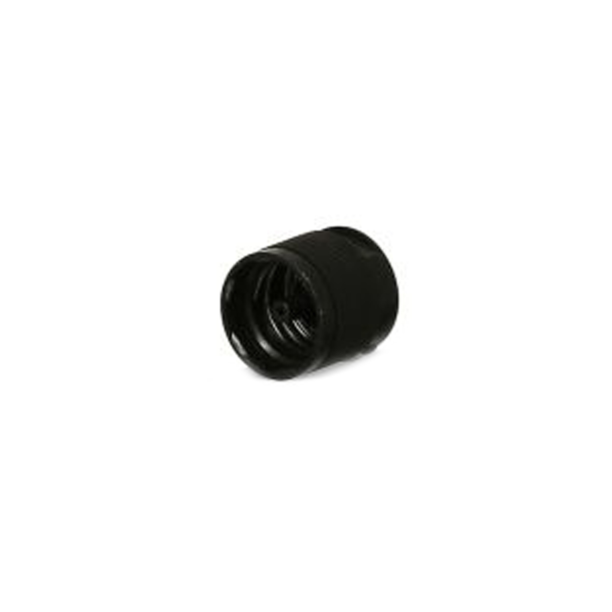 Screw cap with hinge, black PP plastic, for neck: DIN 18