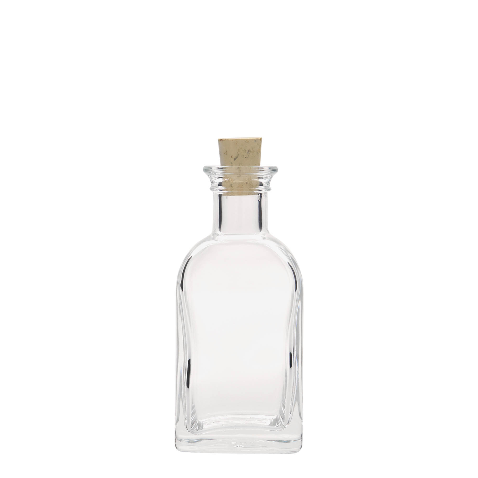 100 ml glass bottle Apothecary Carré, square, opening: cork 100 ml glass bottle Apothecary Carré, square, opening: cork