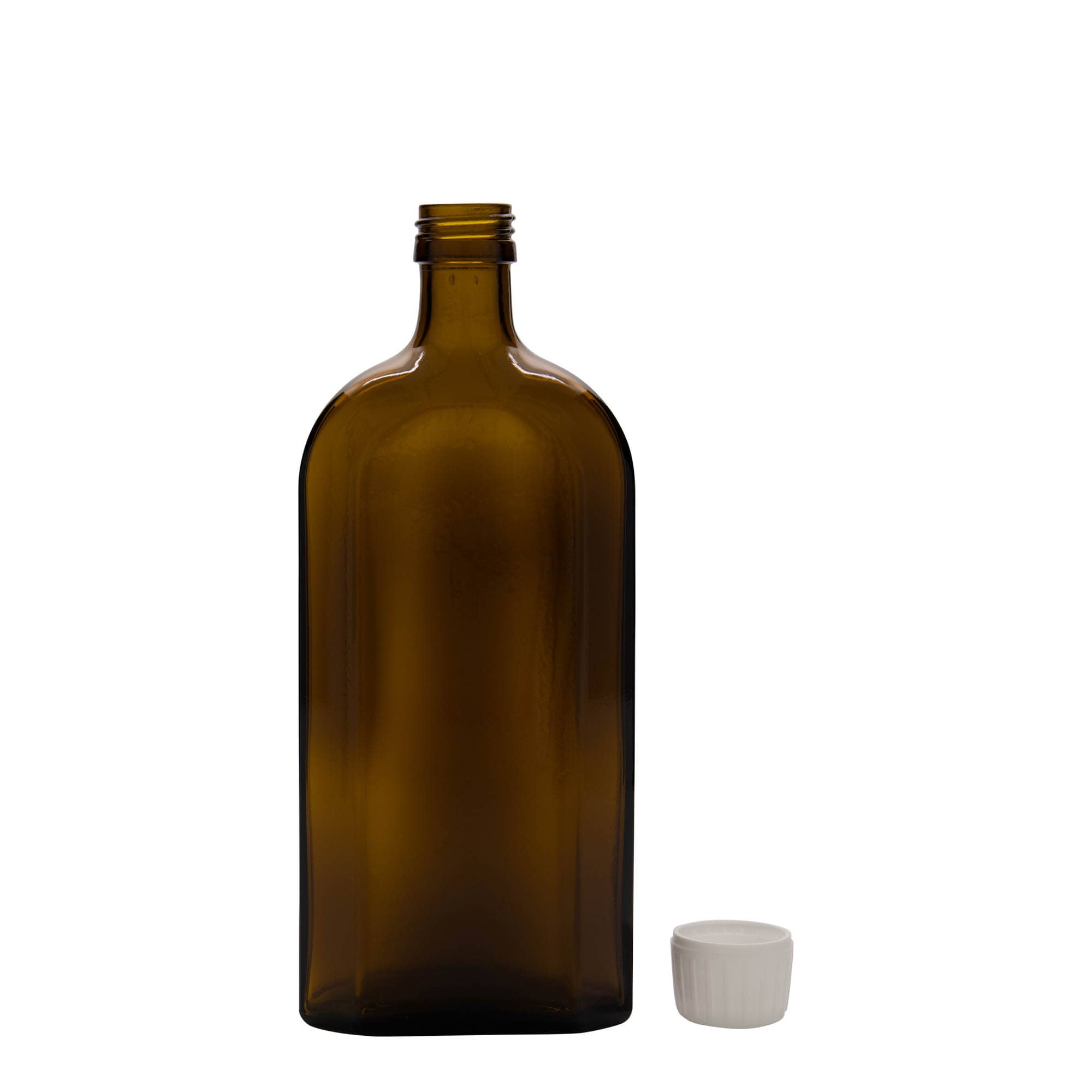 500 ml medical bottle Meplat, oval, glass, brown, opening: PP 28
