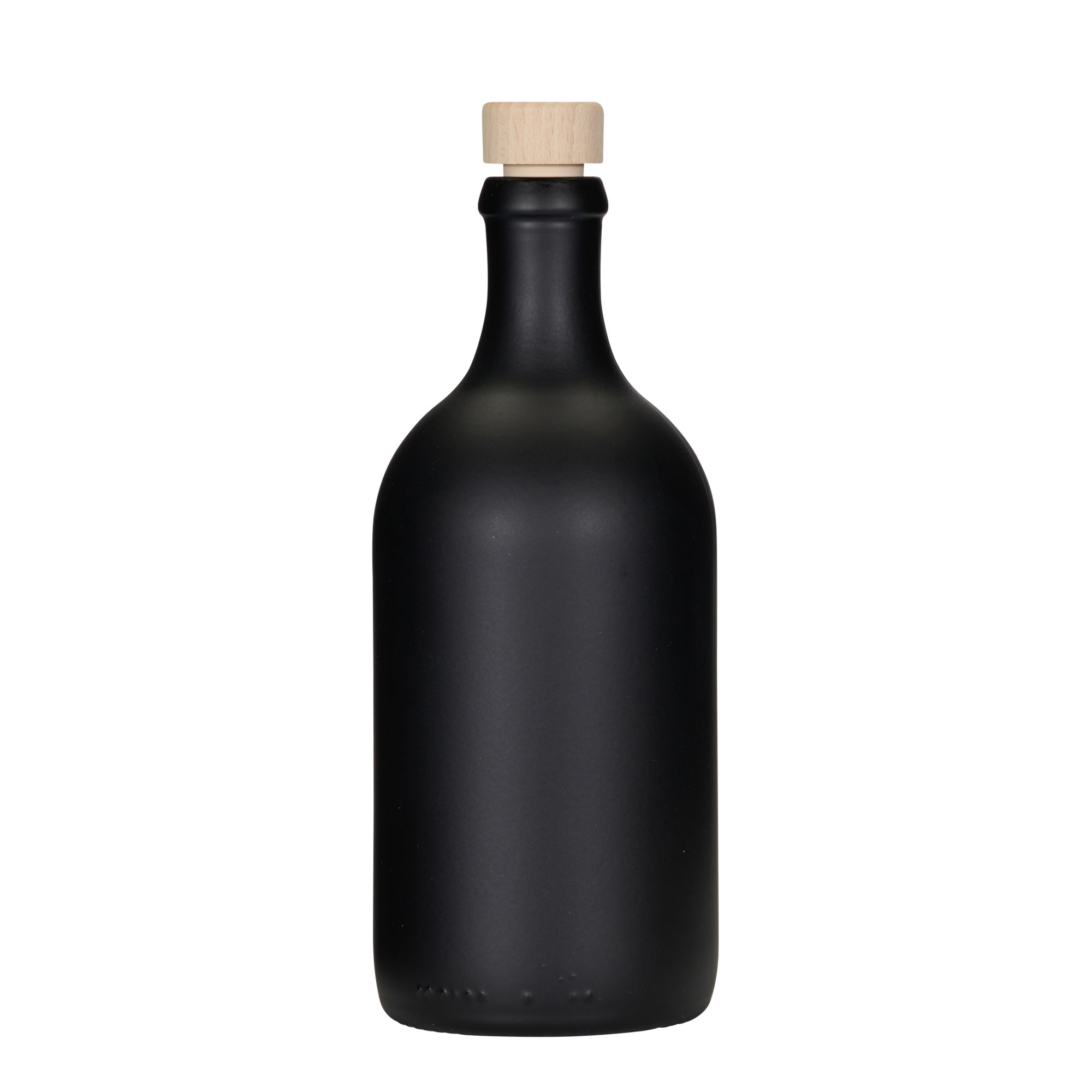 500 ml glass bottle 'Ginevra Leggera', black, closure: cork