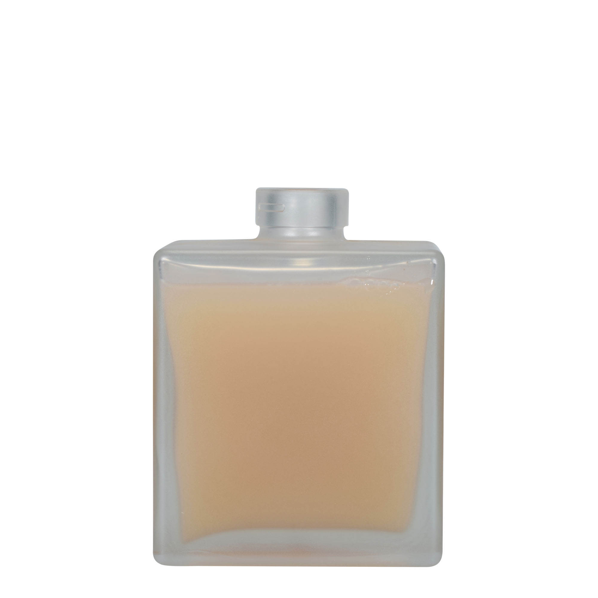 500 ml glass bottle 'Cube', square, frosted, closure: cork