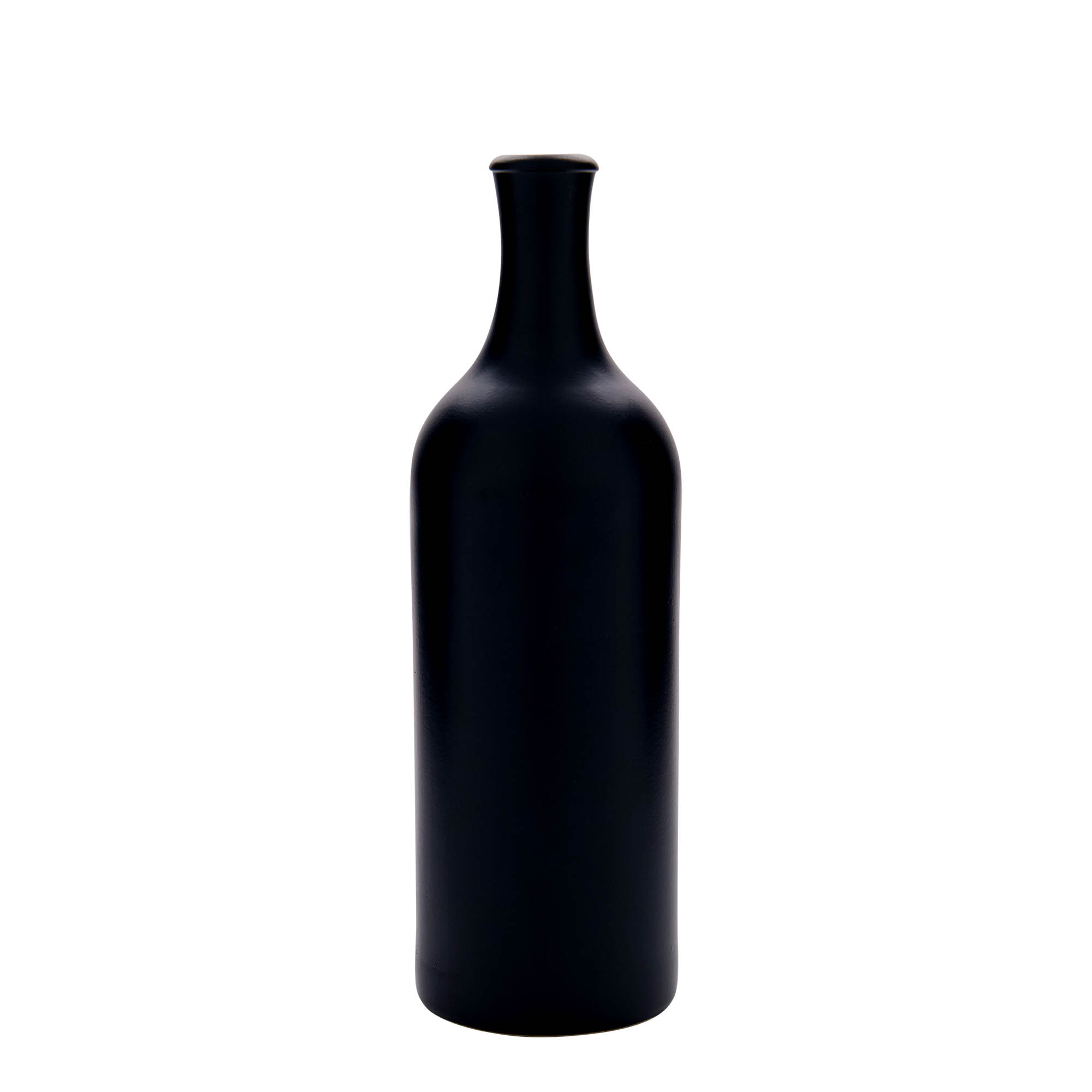 750 ml long-necked earthenware jug, stoneware, black, opening: cork
