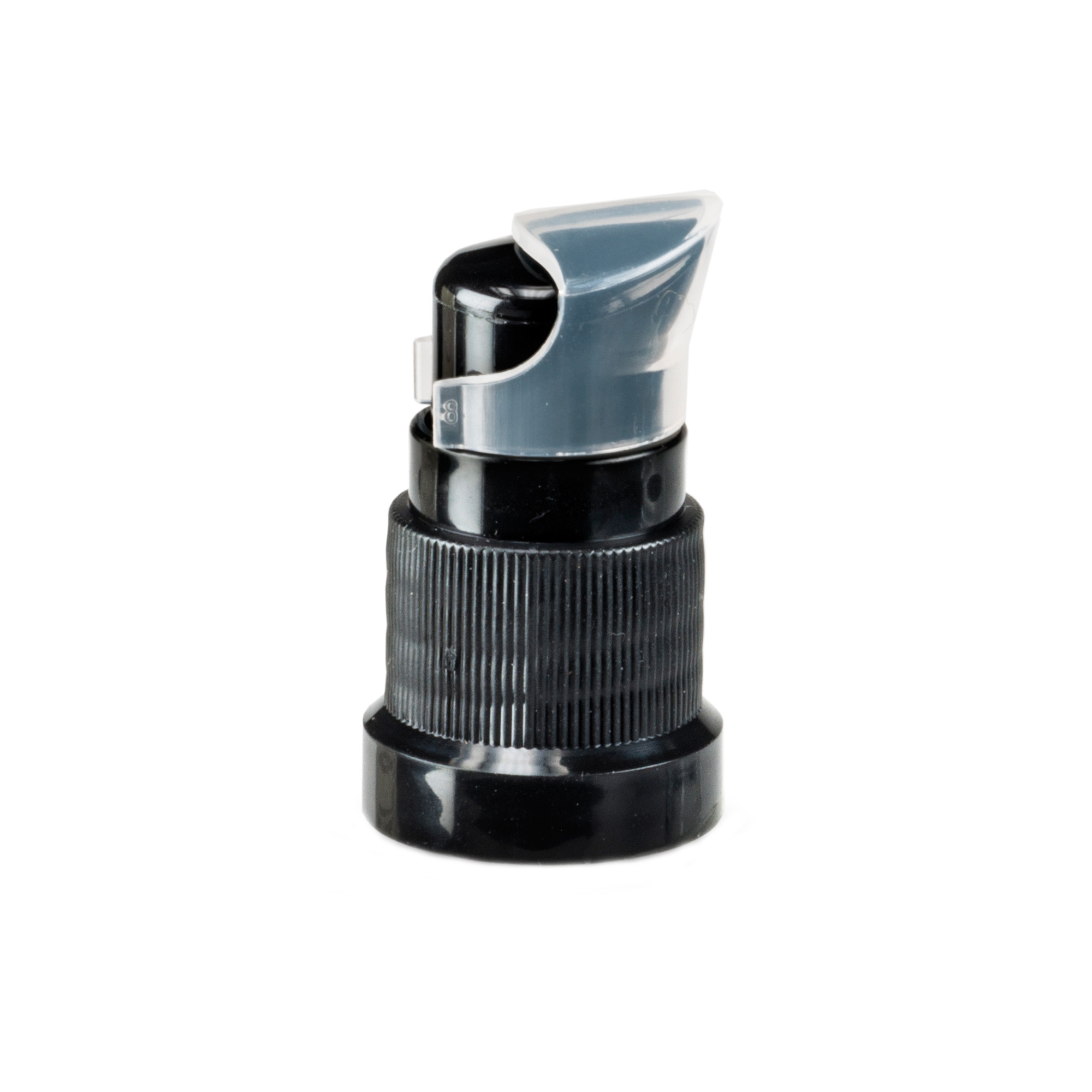 Screw cap with lotion pump, black PP plastic, for neck: DIN 18 Screw cap with lotion pump, black PP plastic, for neck: DIN 18