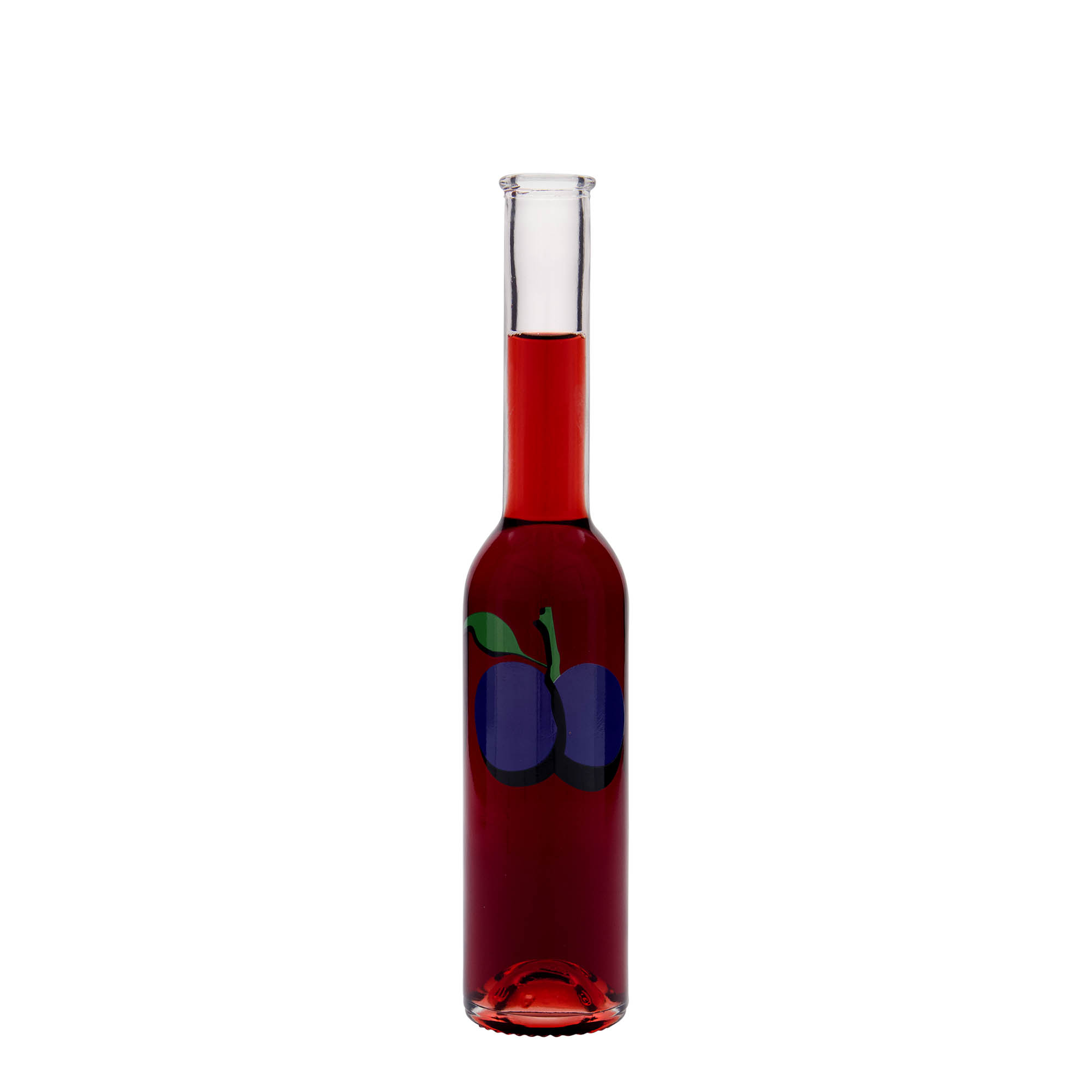 200 ml glass bottle 'Opera', design: plum, opening: cork
