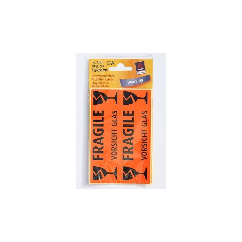 Zweckform Sticker 'Caution Glass', paper, black-orange