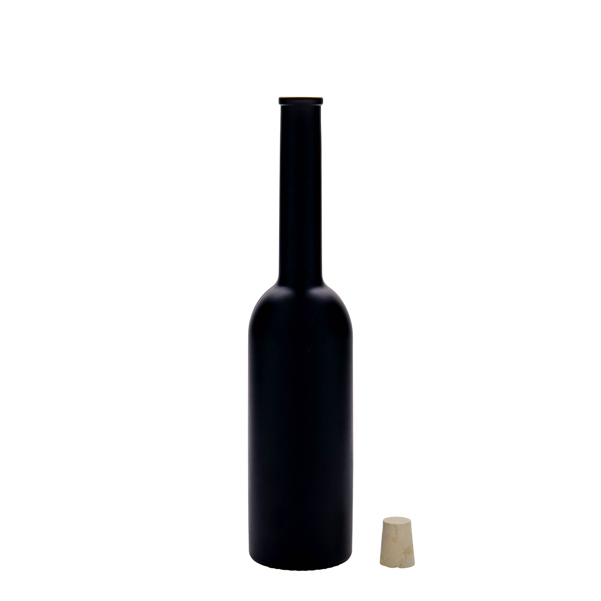 200 ml glass bottle ‘Opera’, black, opening: cork